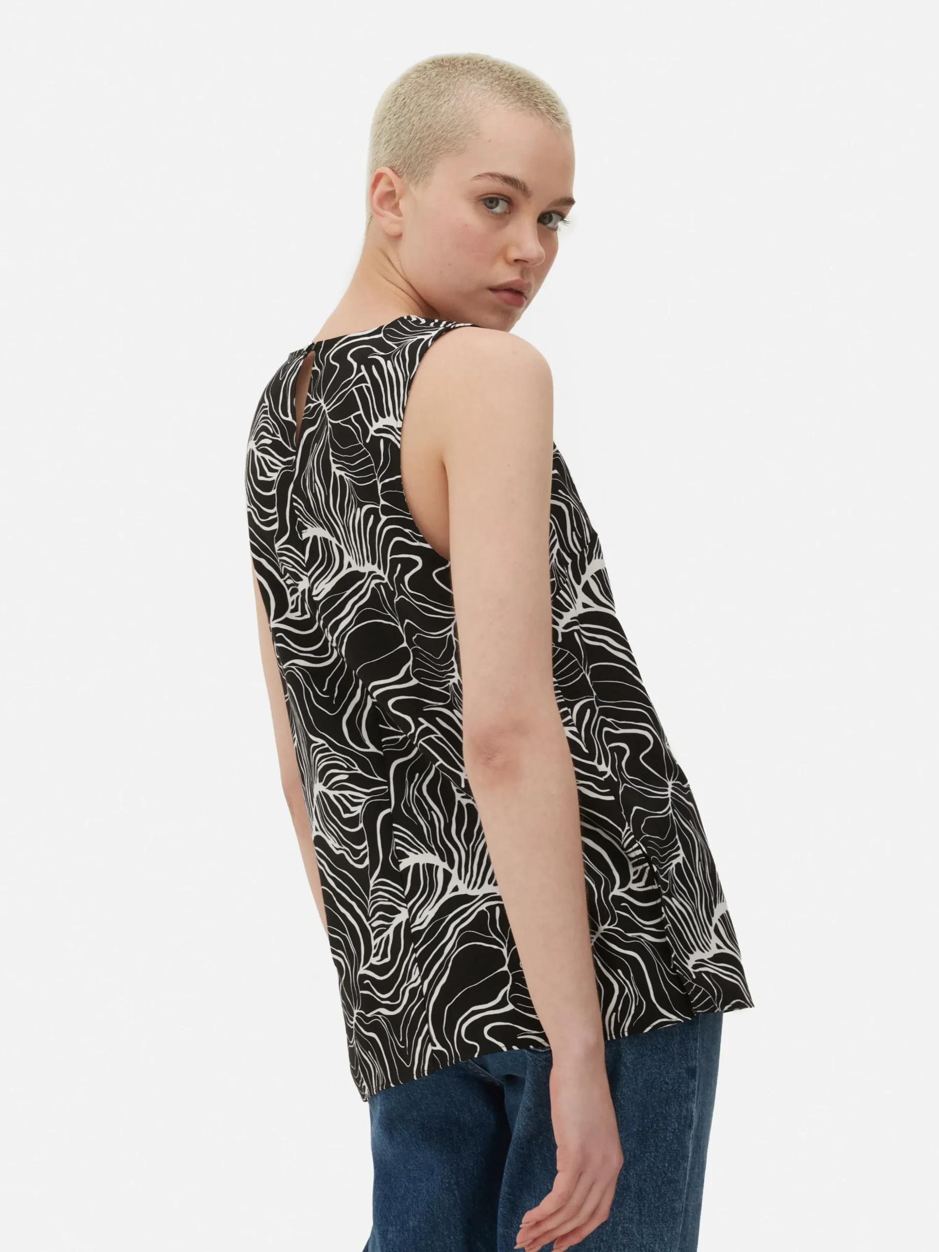 Abstract Print Sleeveless Top