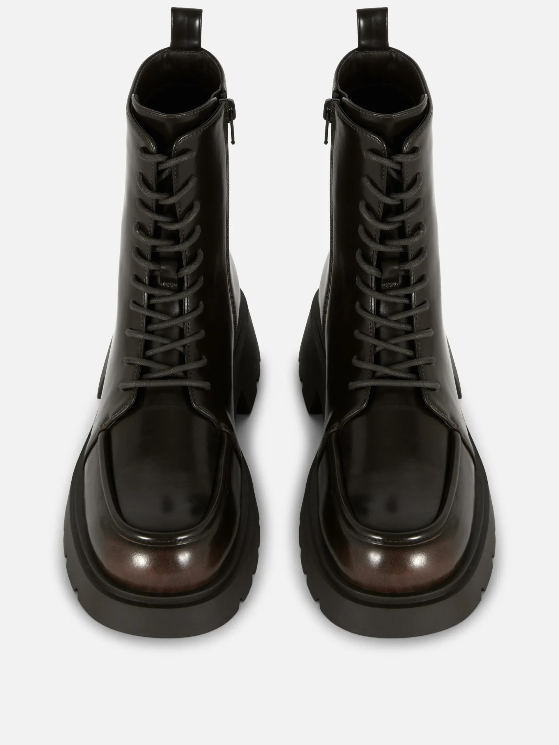 Apron Toe Laced Ankle Boots