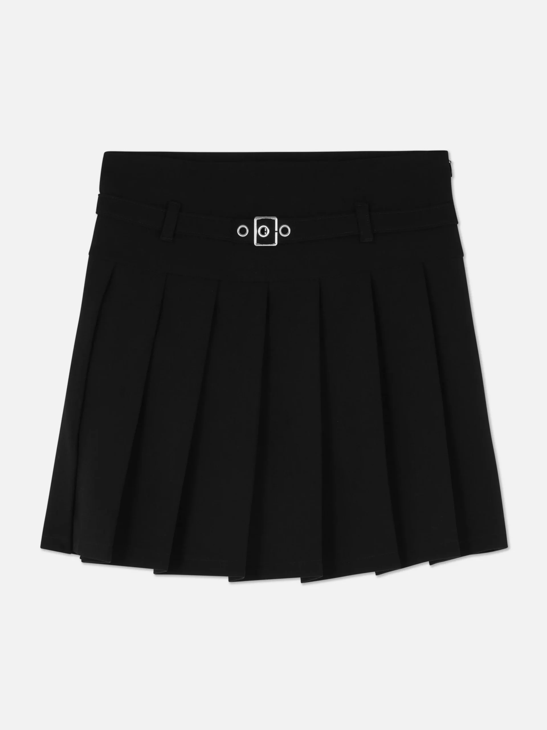 Buckle Belt Pleated Skirt
