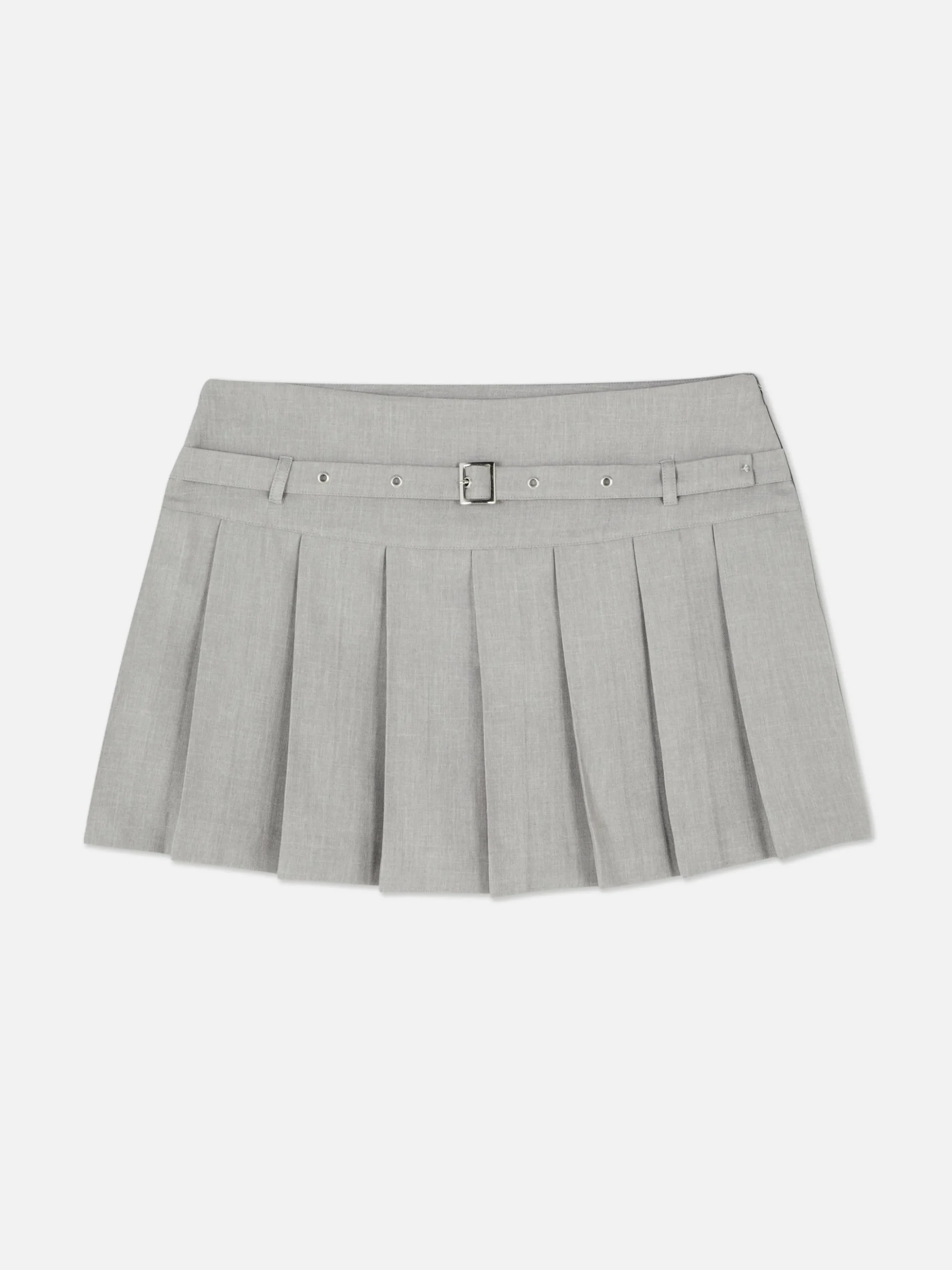 Buckle Pleated Mini Skirt