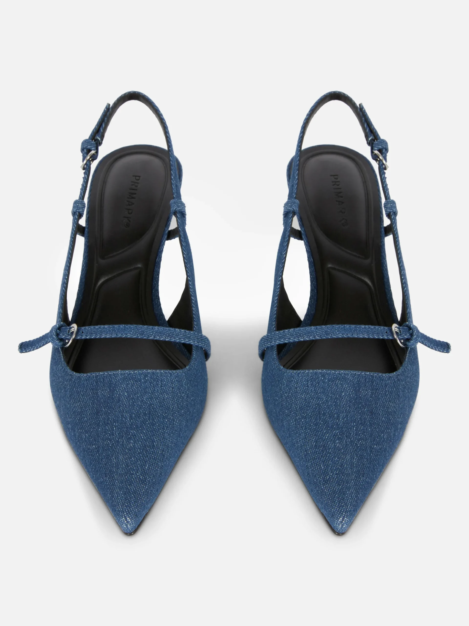 Buckled Denim Kitten Heels