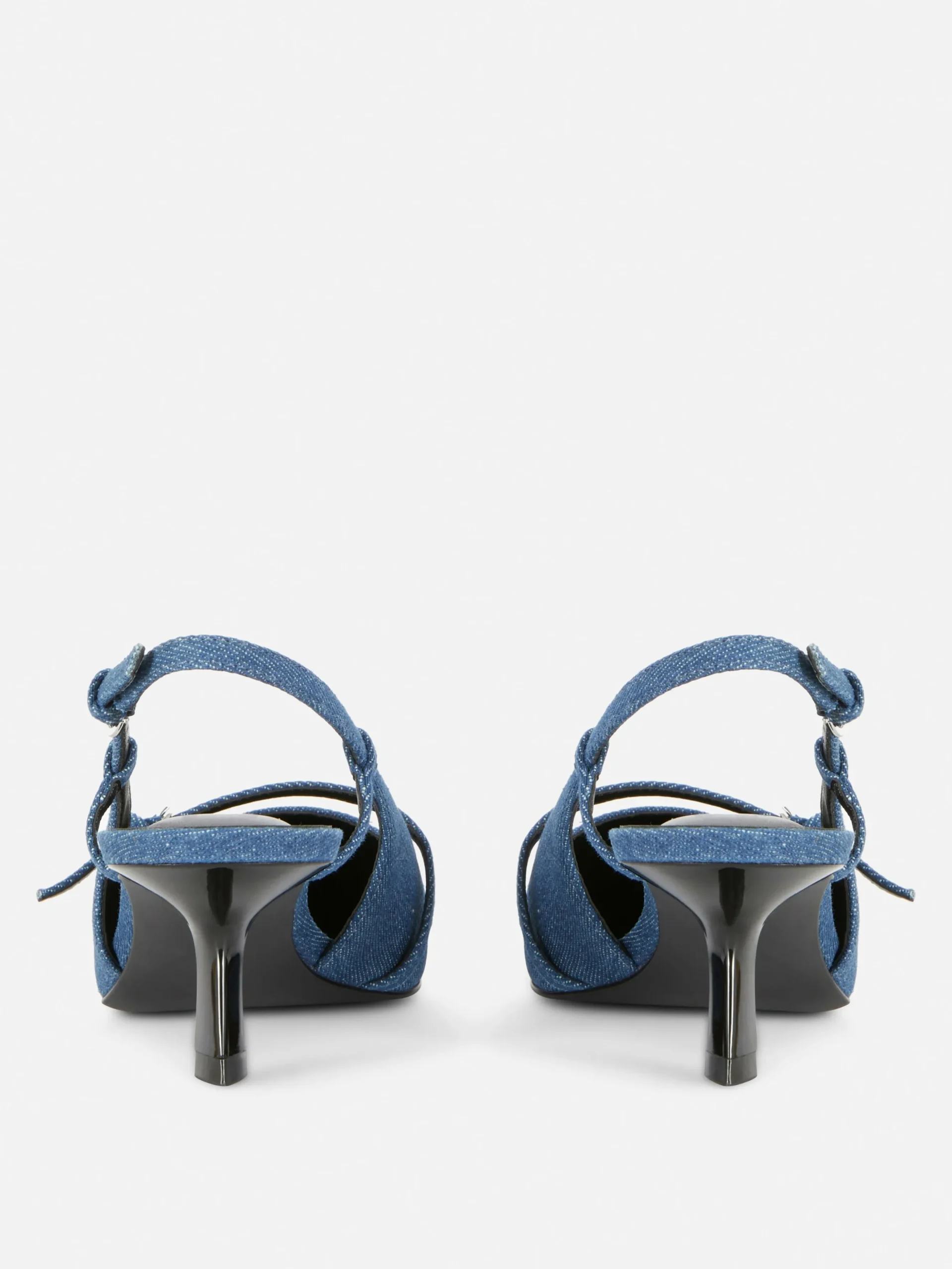 Buckled Denim Kitten Heels