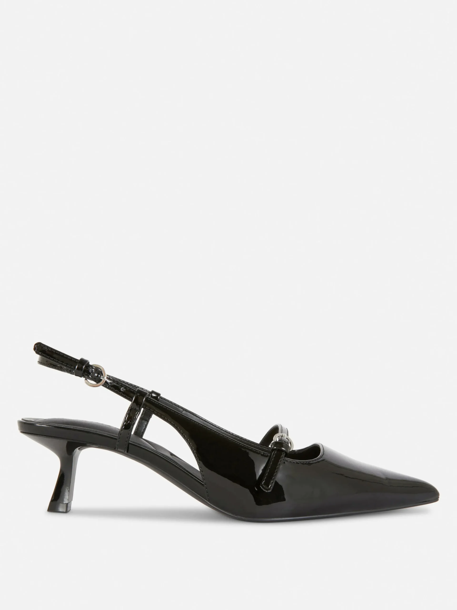 Buckled Patent Kitten Heels