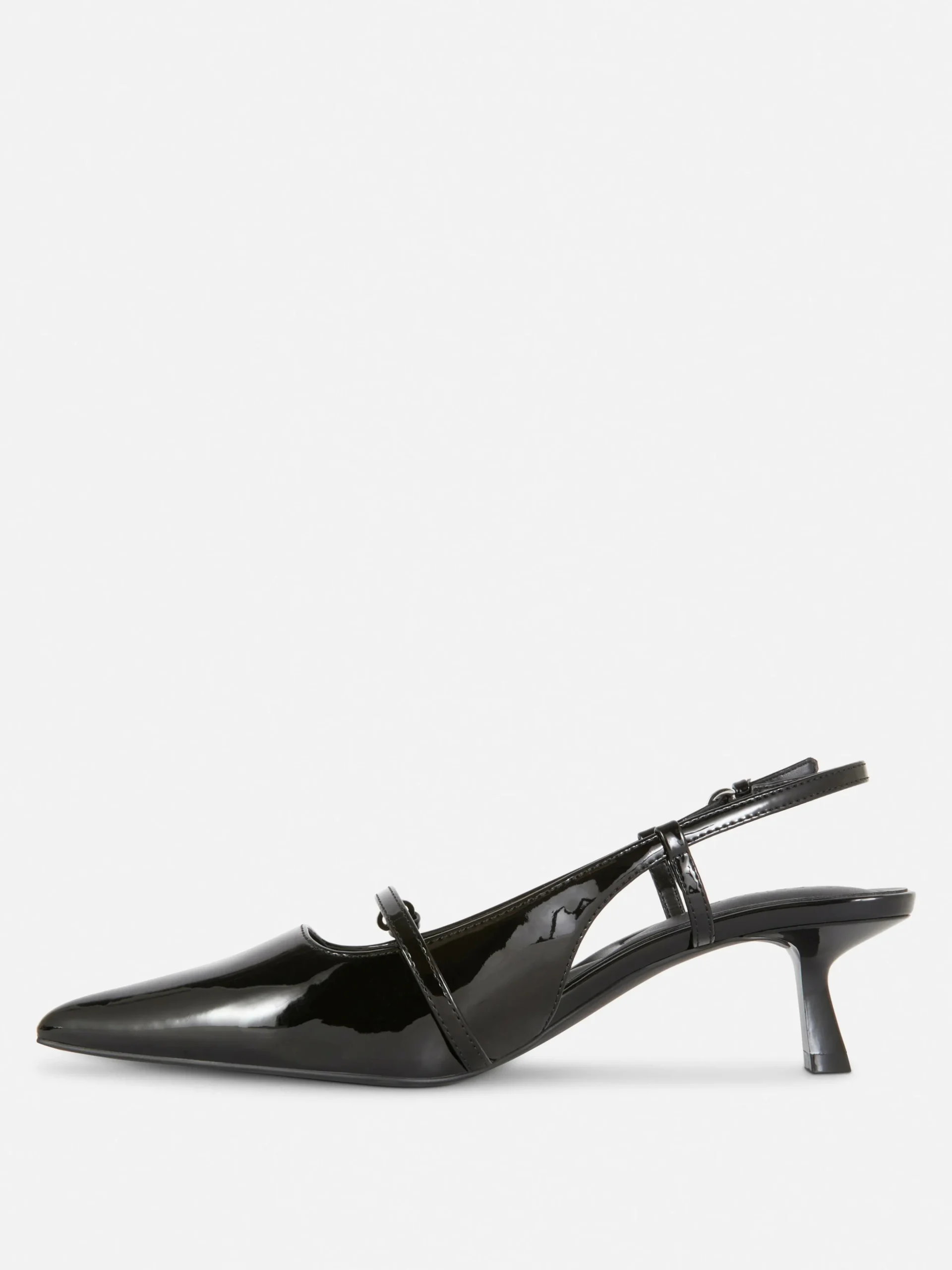 Buckled Patent Kitten Heels