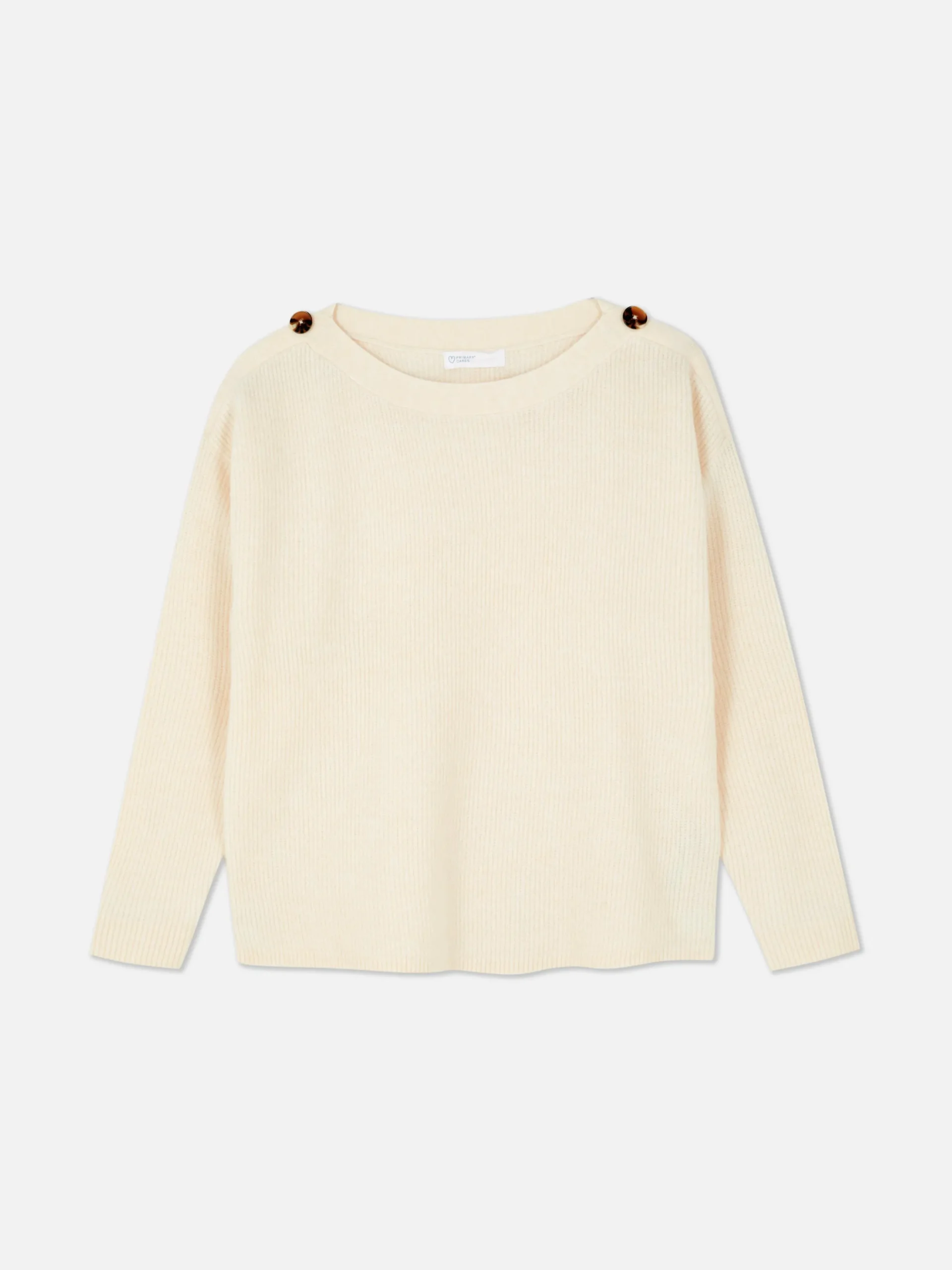 Button Shoulder Boatneck Sweater
