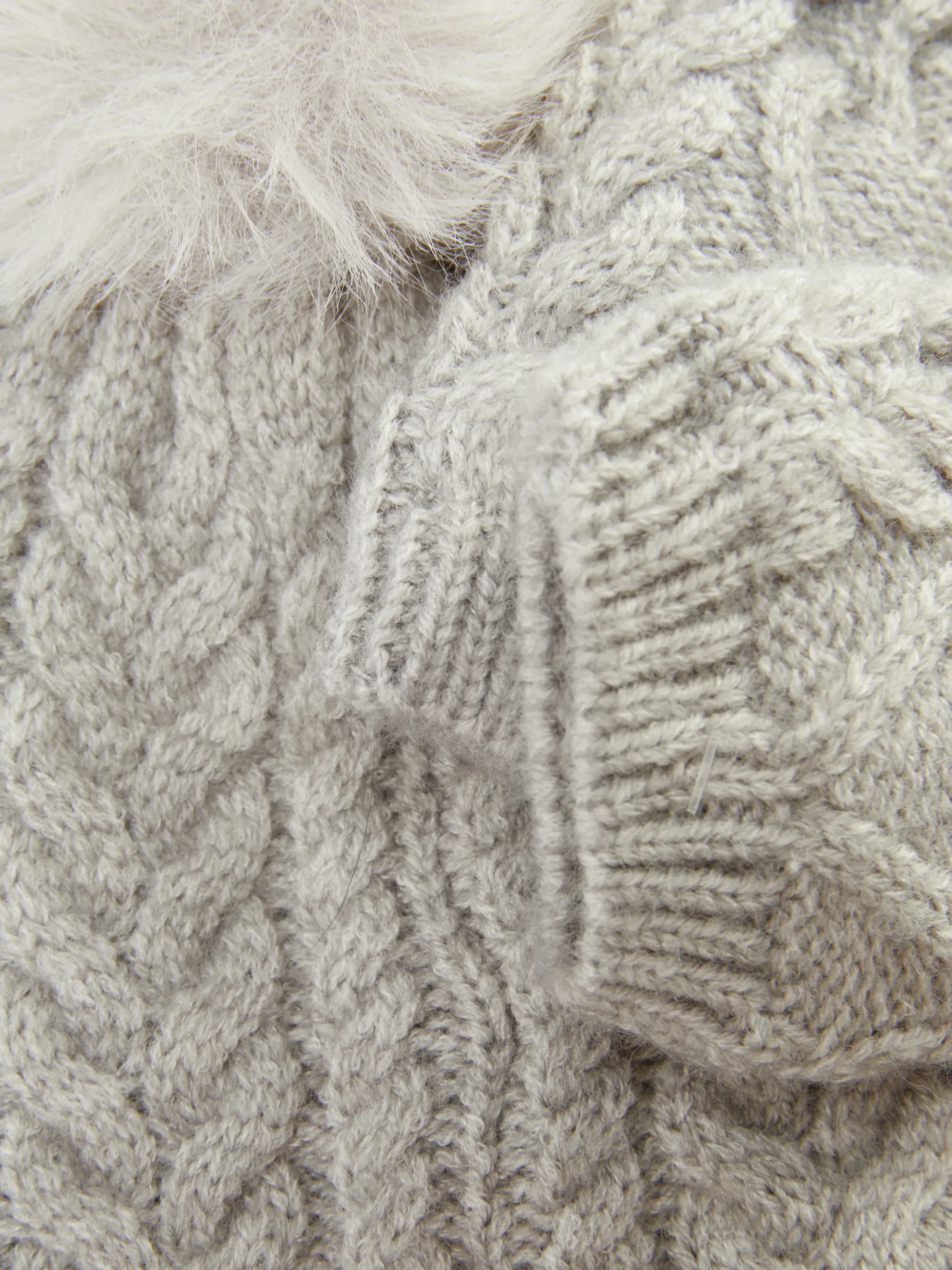Cable Knit Beanie And Mittens Set