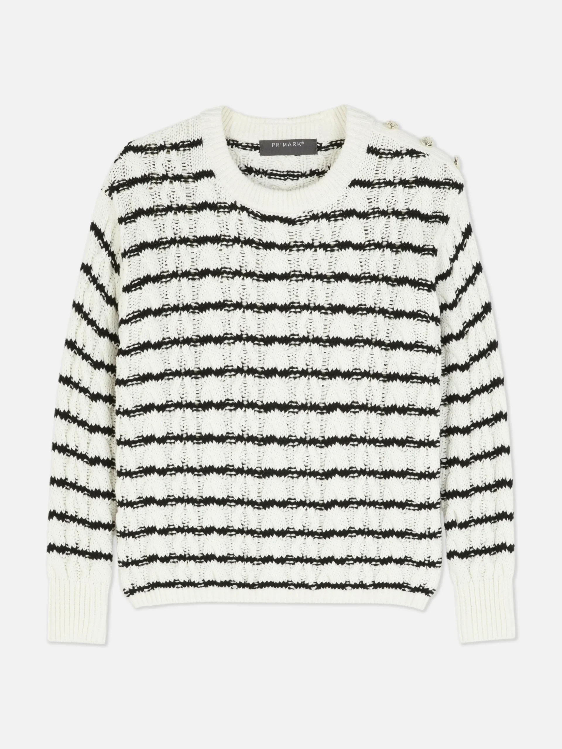 Cable Knit Striped Sweater