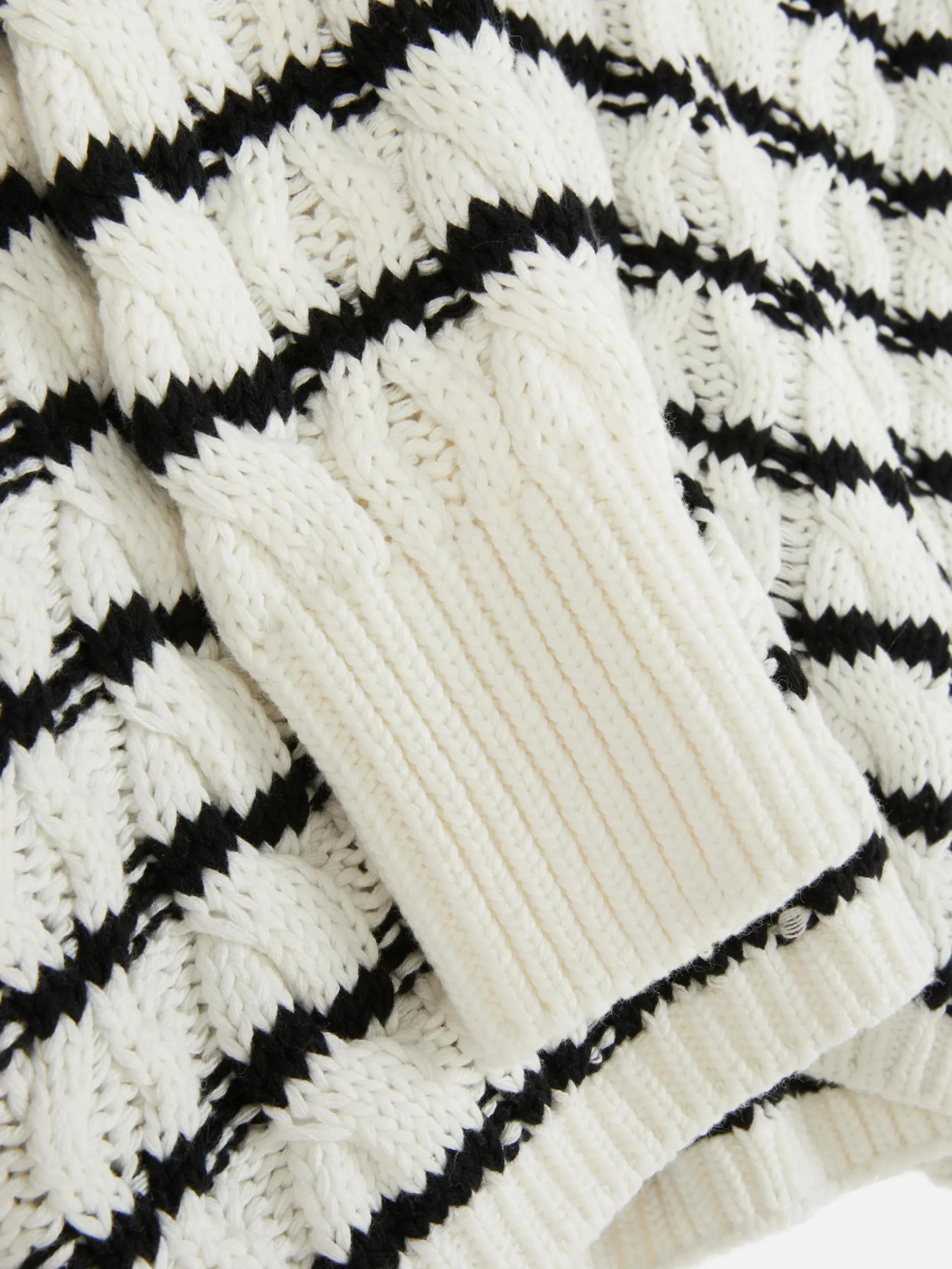 Cable Knit Striped Sweater