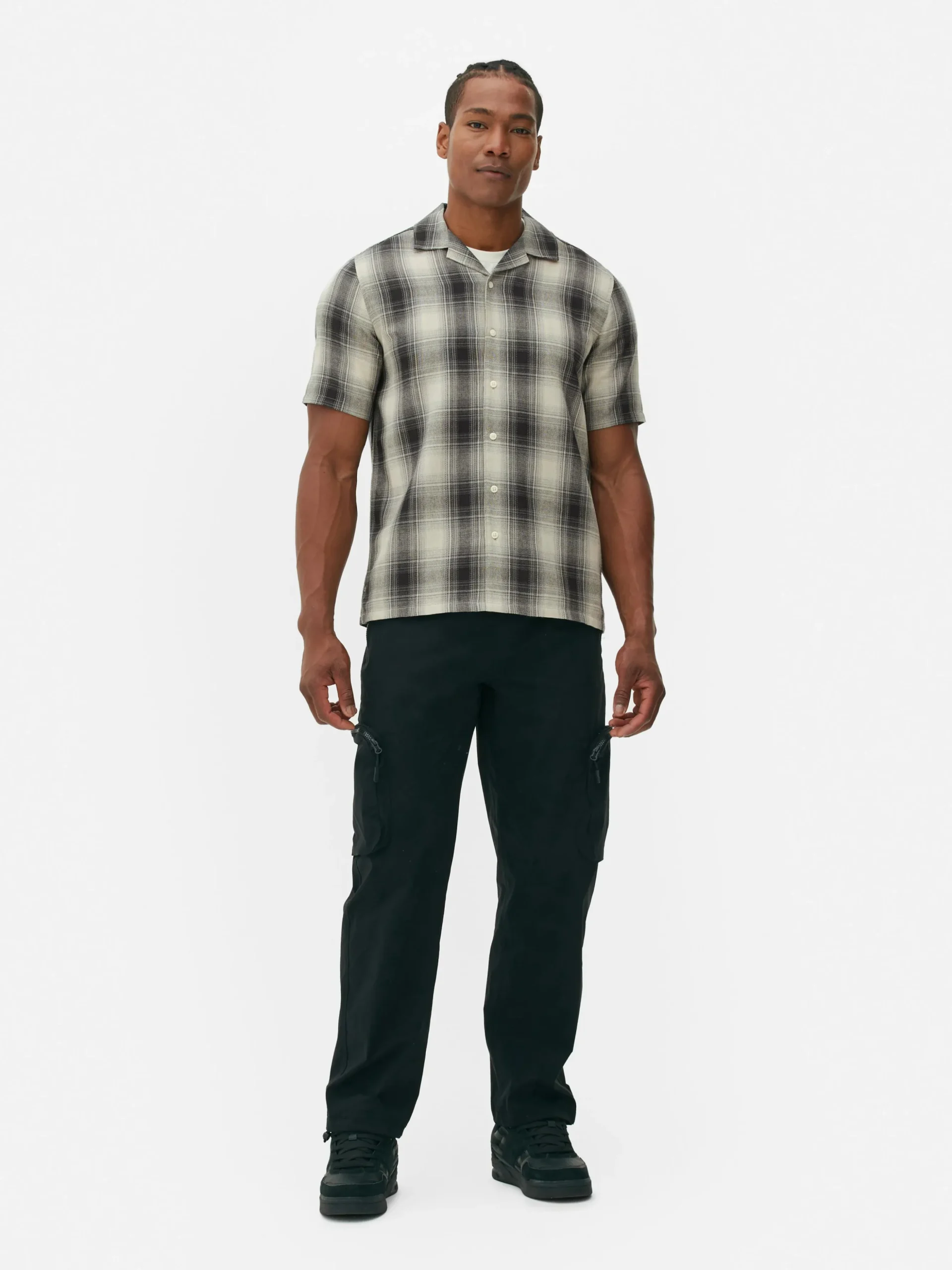 Check Textured Short Sleeve Shirt