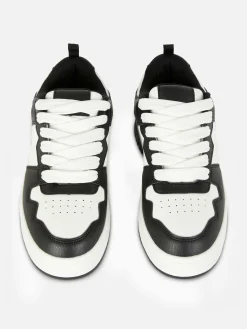 Contrast Panel Lace-Up Sneakers
