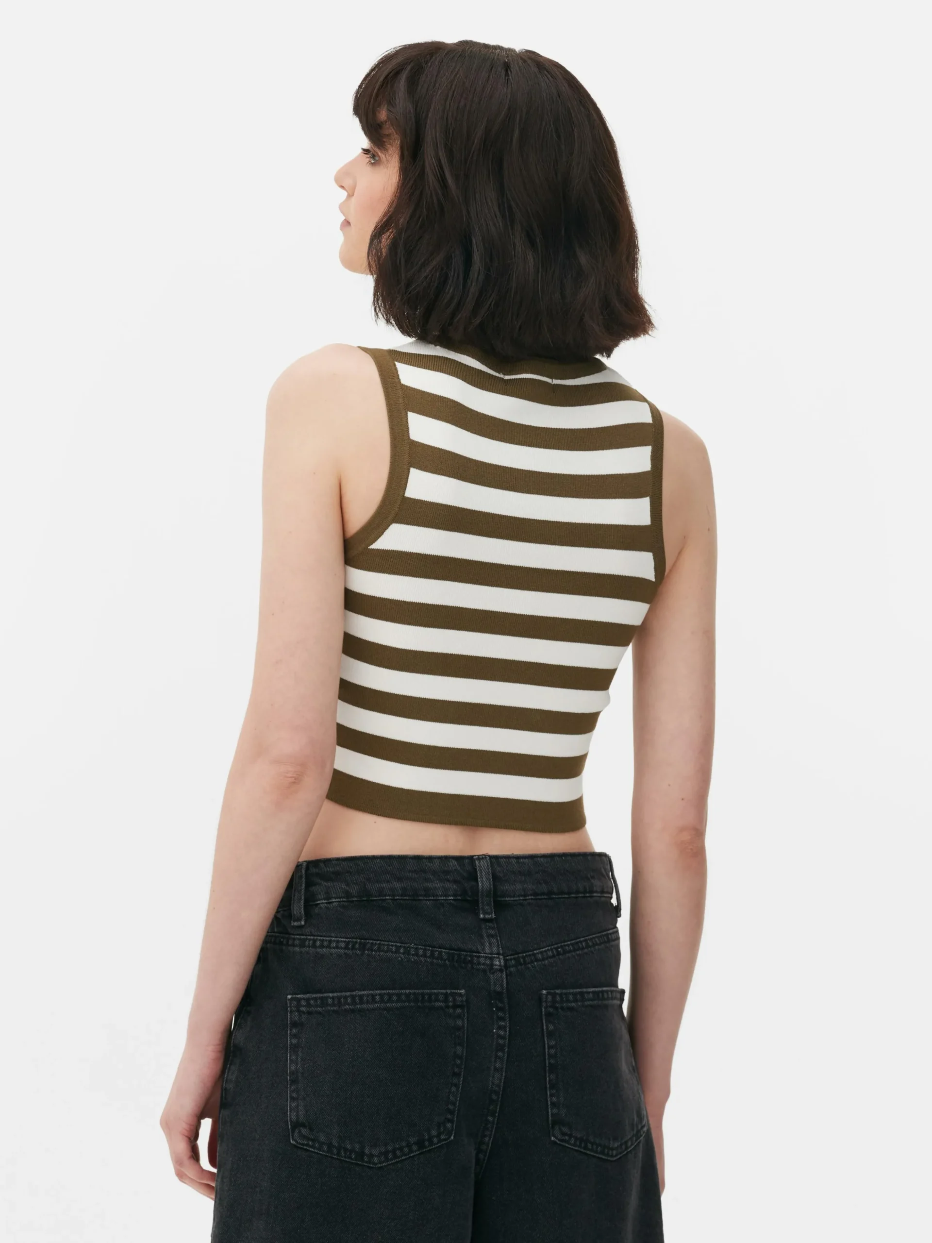 Crew Neck Ribbed Cropped Tank