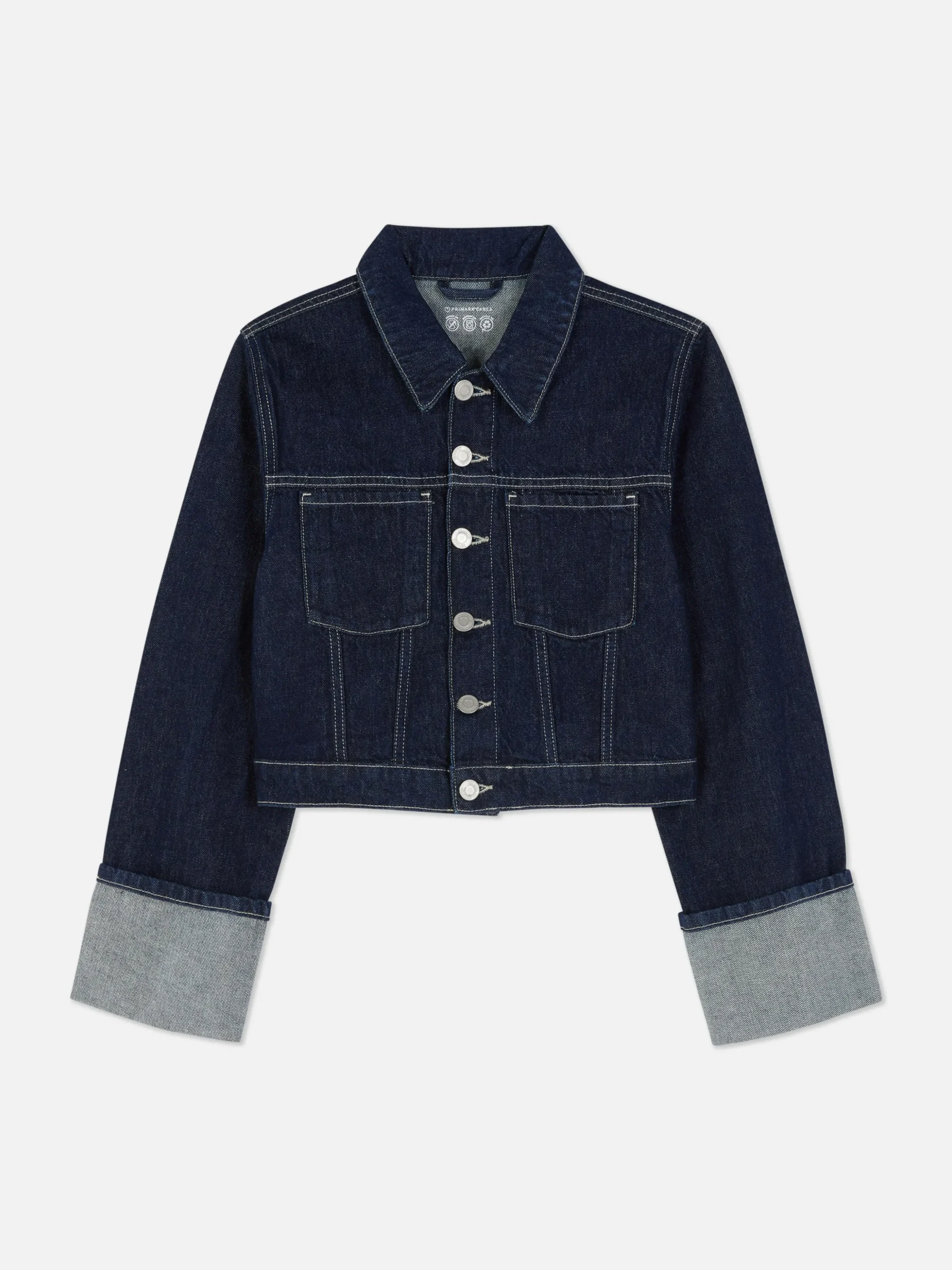 Cuffed Paneled Denim Jacket