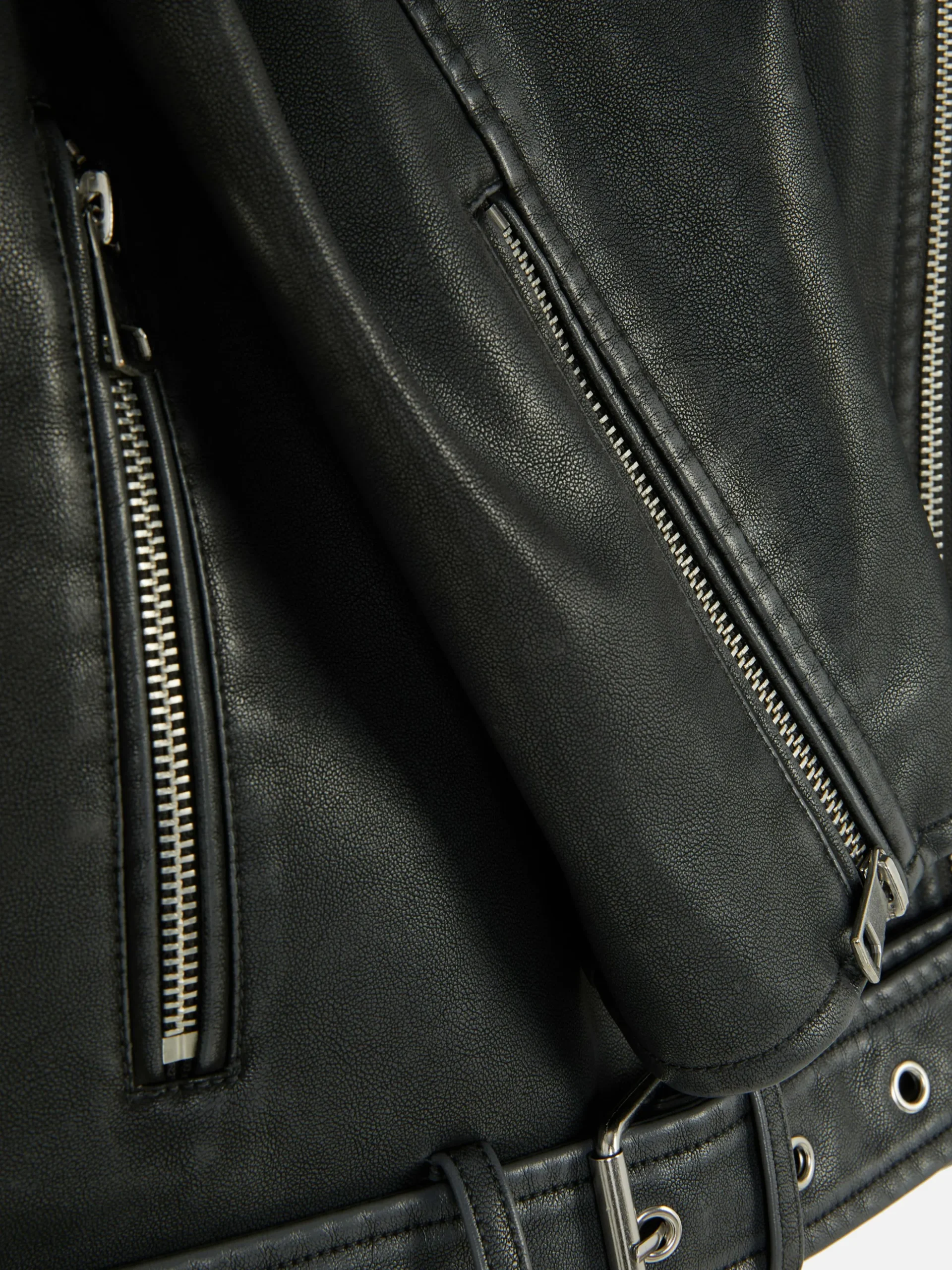 Distressed Faux Leather Biker Jacket