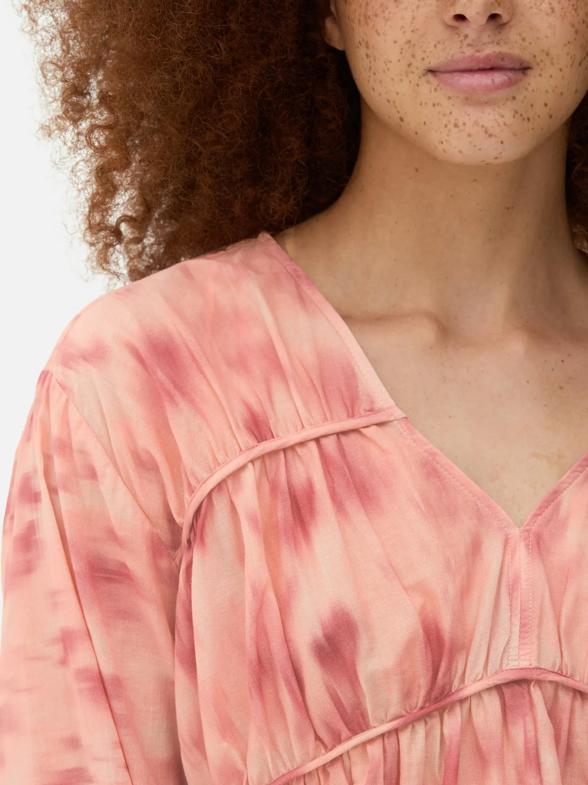Draped Voile Smock Blouse
