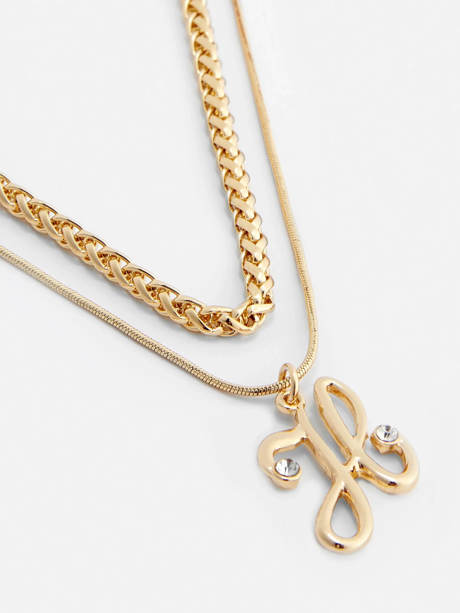 Dual Chain Initial Pendant Necklace