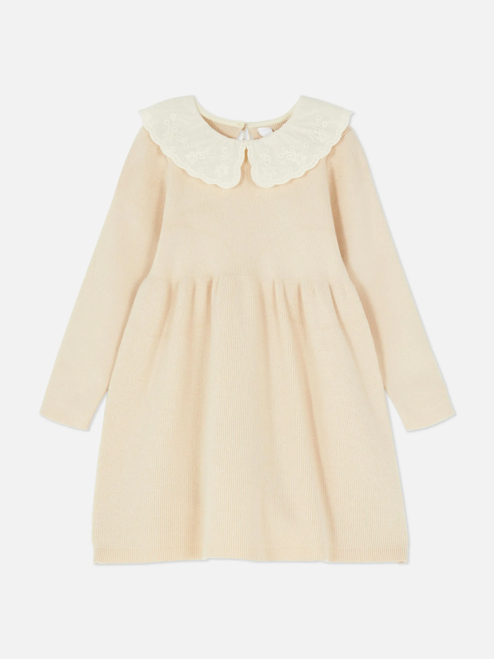 Embroidered Collar Knit Dress