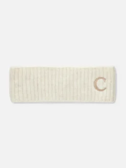Embroidered Initial Knit Headband