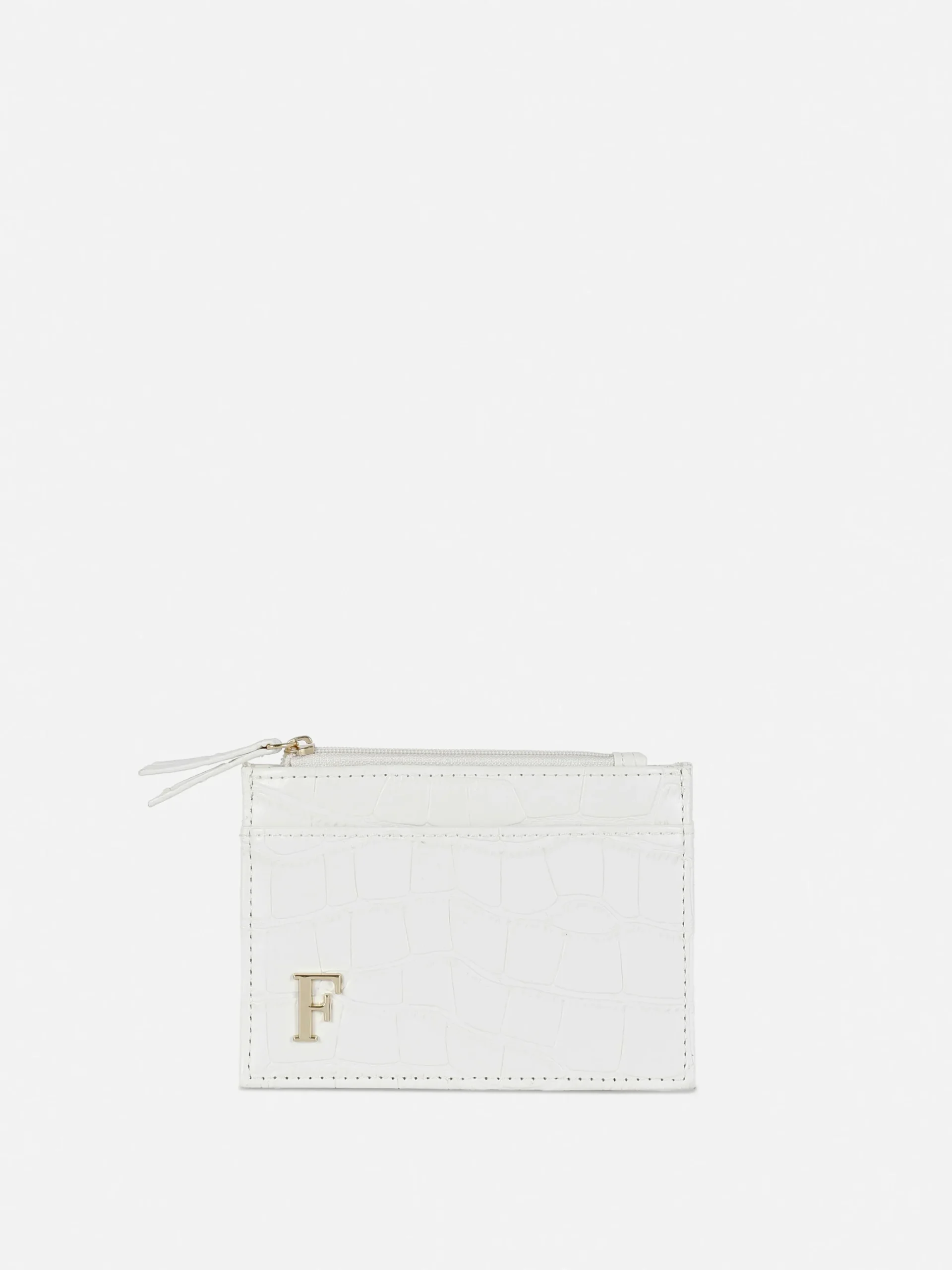 Faux Croc Initial Card Holder