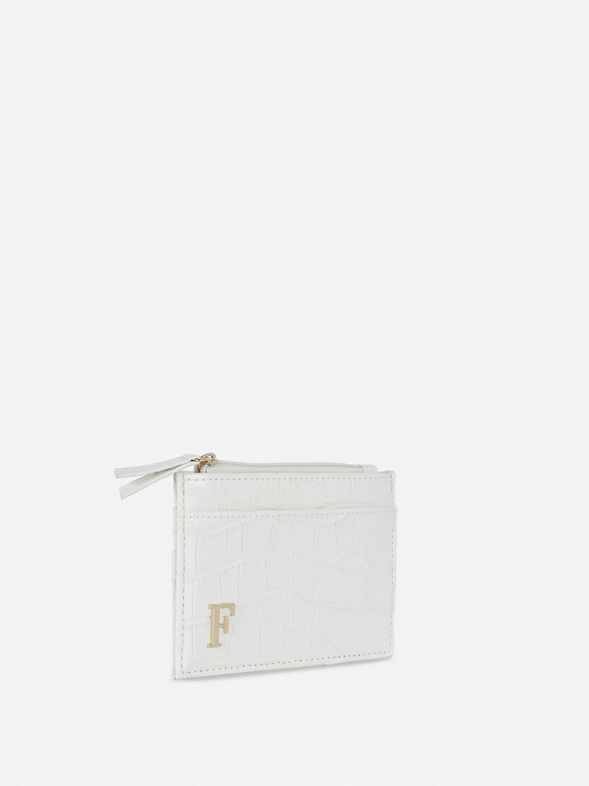Faux Croc Initial Card Holder