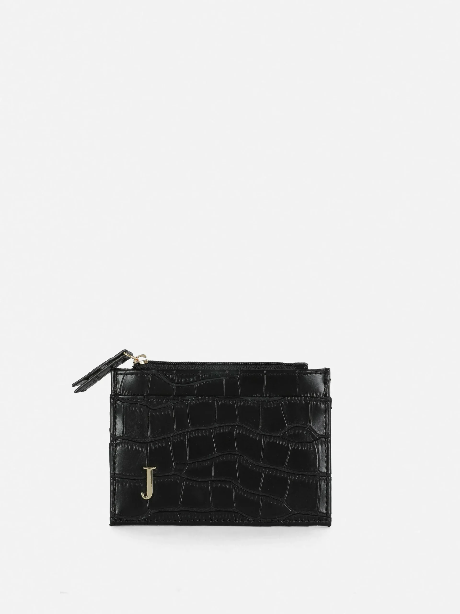 Faux Croc Initial Card Holder