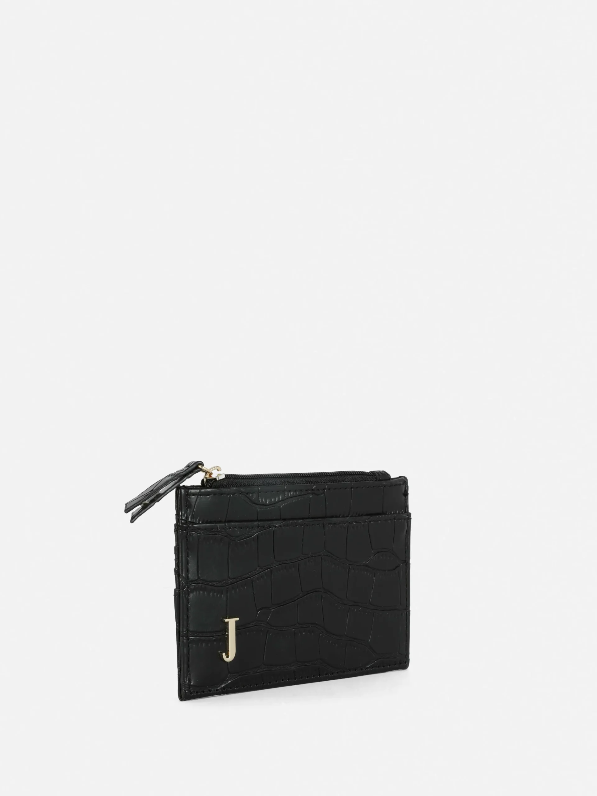 Faux Croc Initial Card Holder