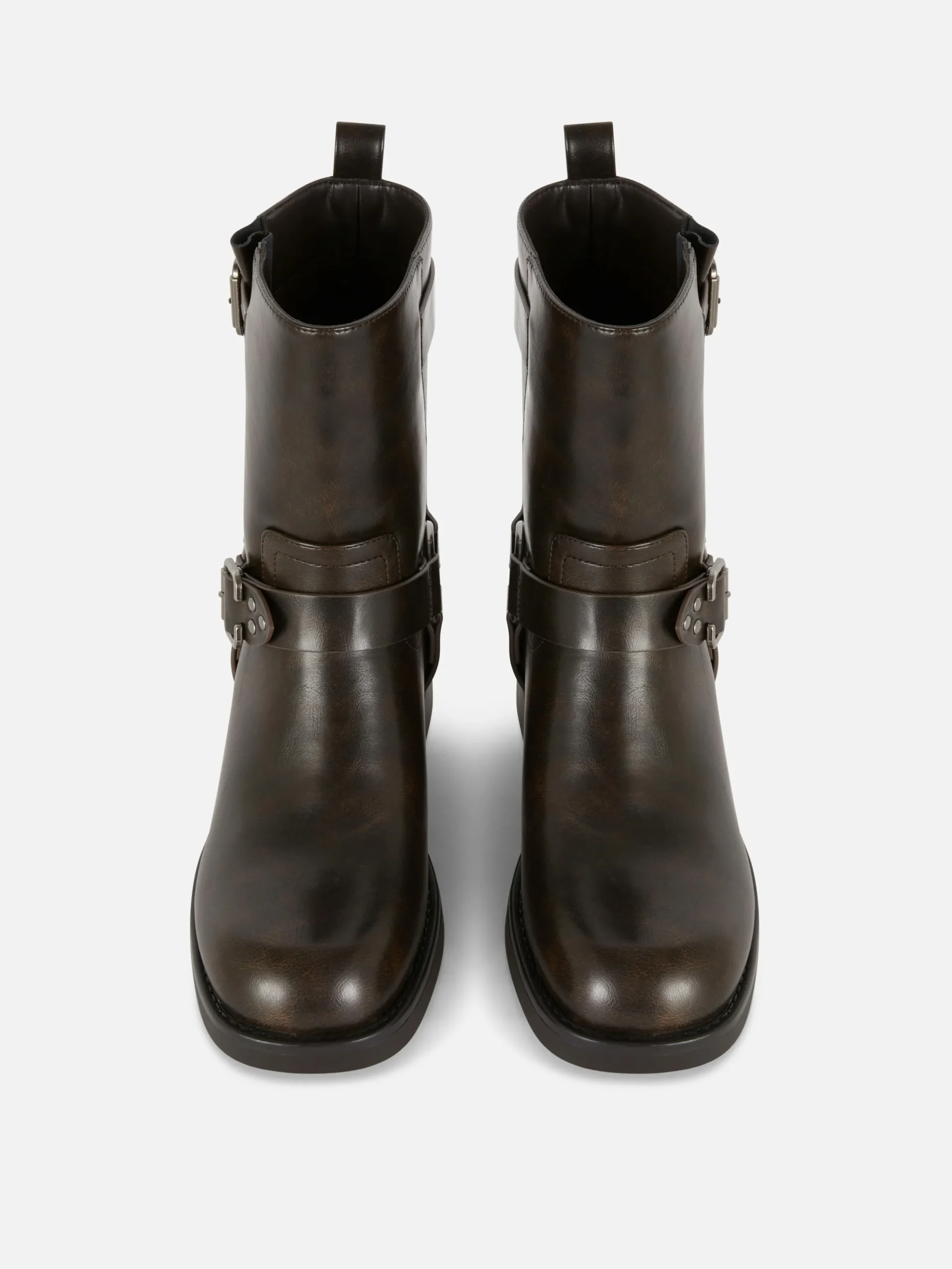 Faux Leather Biker Boots