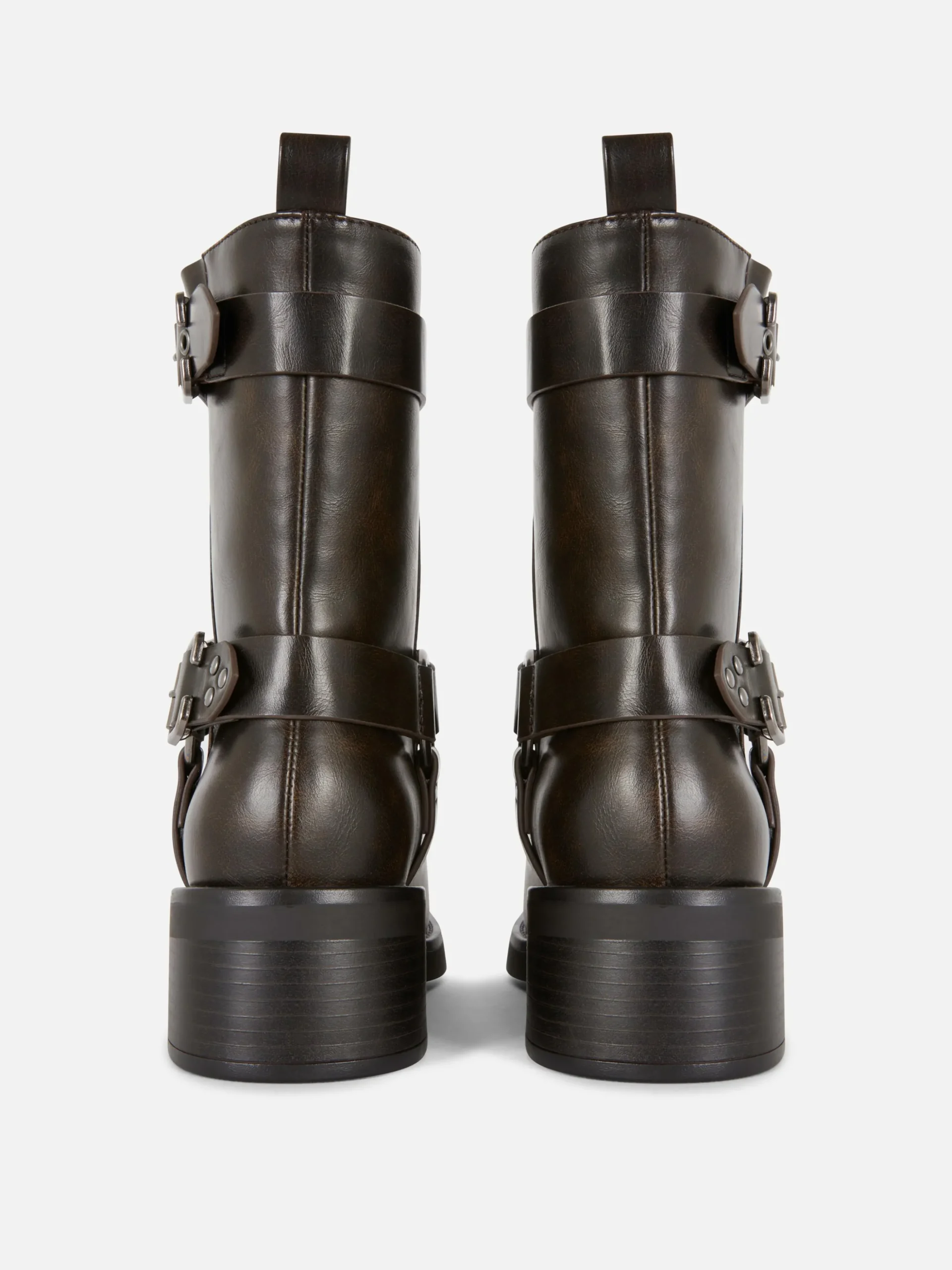 Faux Leather Biker Boots