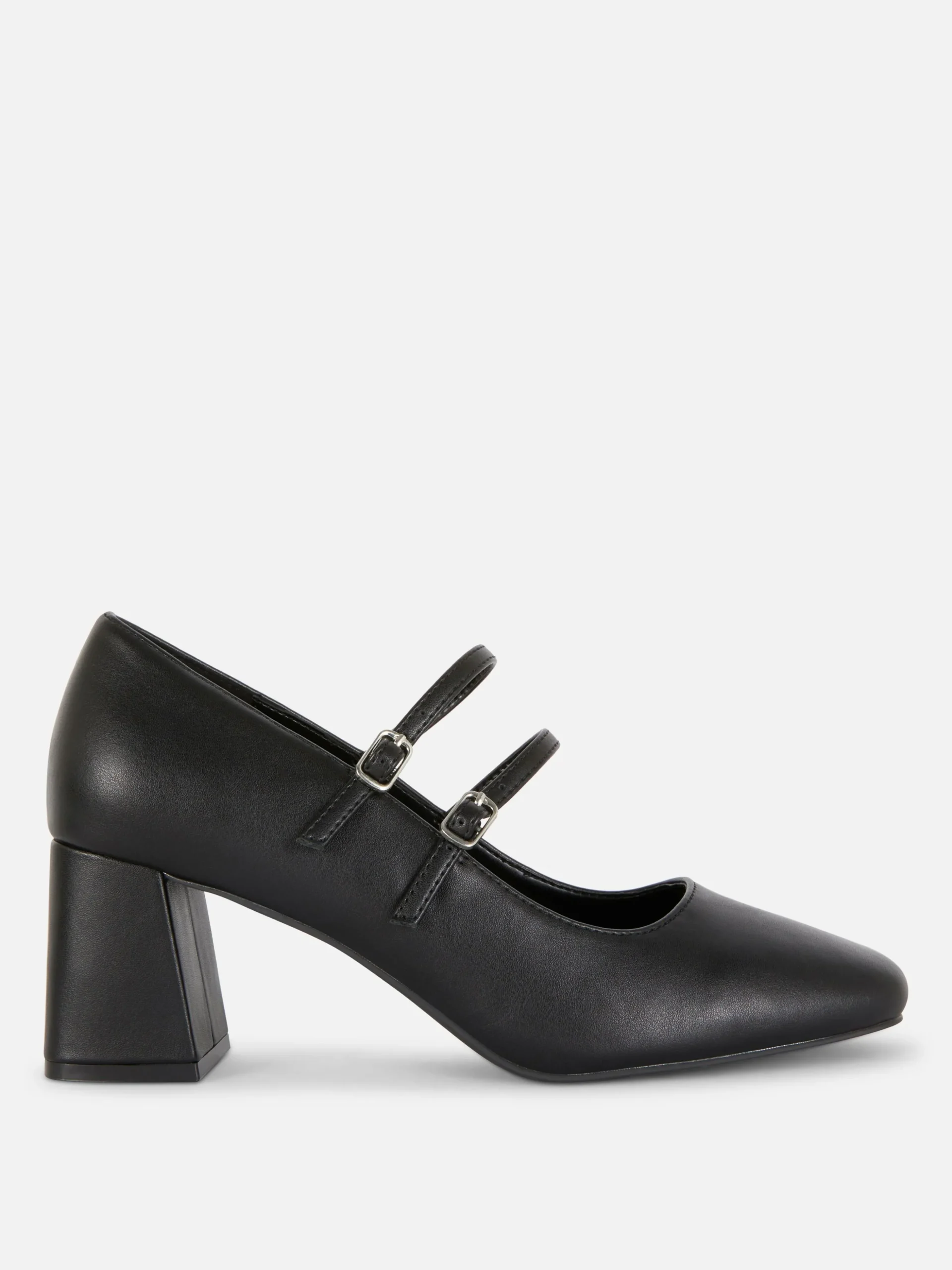 Faux Leather Heeled Mary Janes