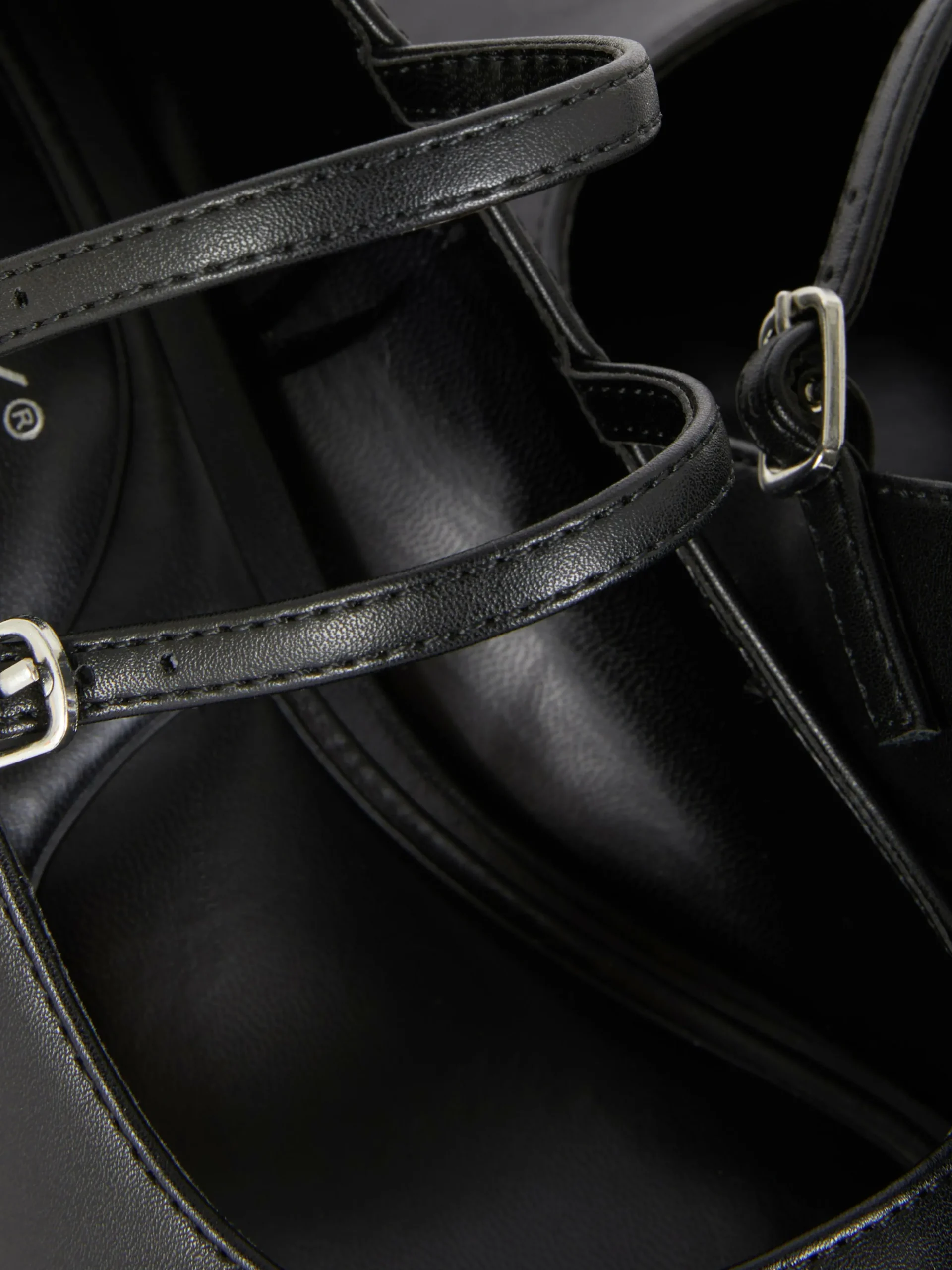 Faux Leather Heeled Mary Janes