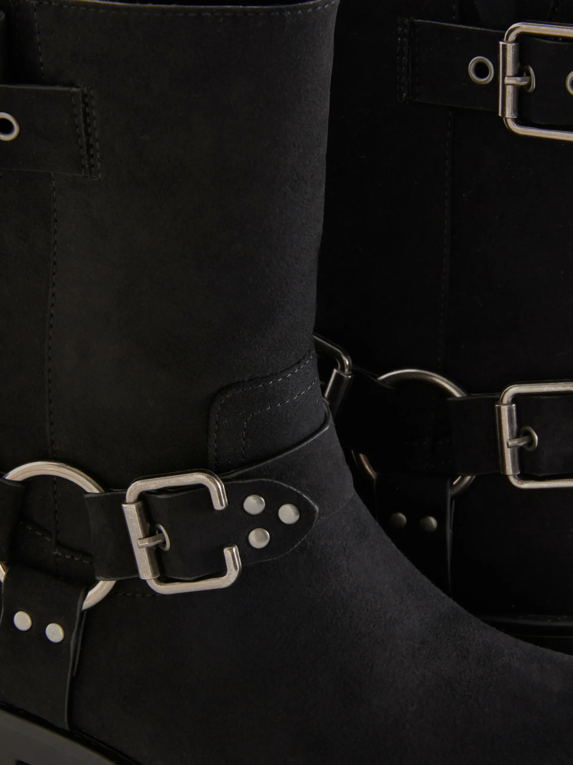 Faux Suede Biker Boots