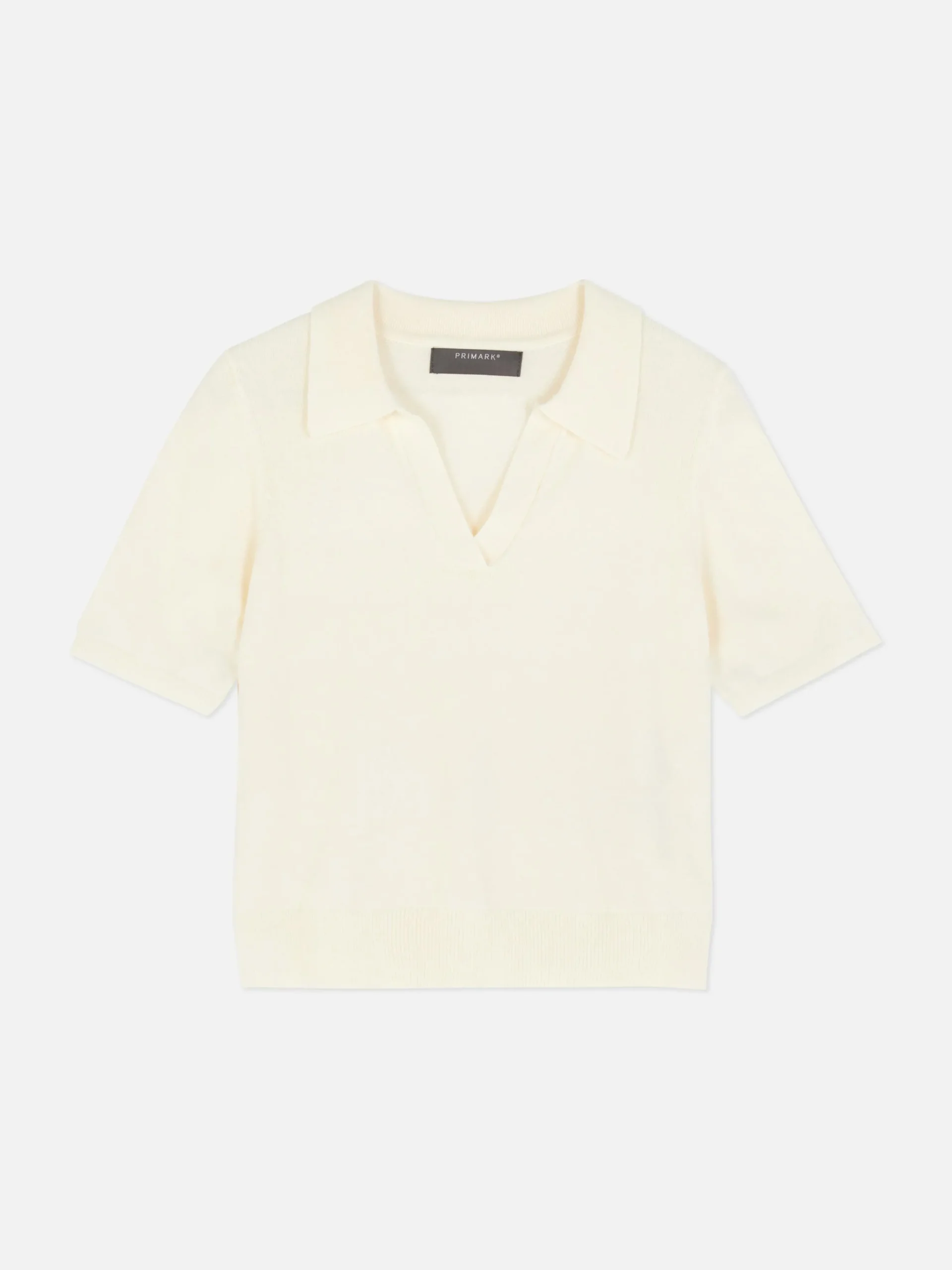 Fine Knit Collared Short Sleeve Top