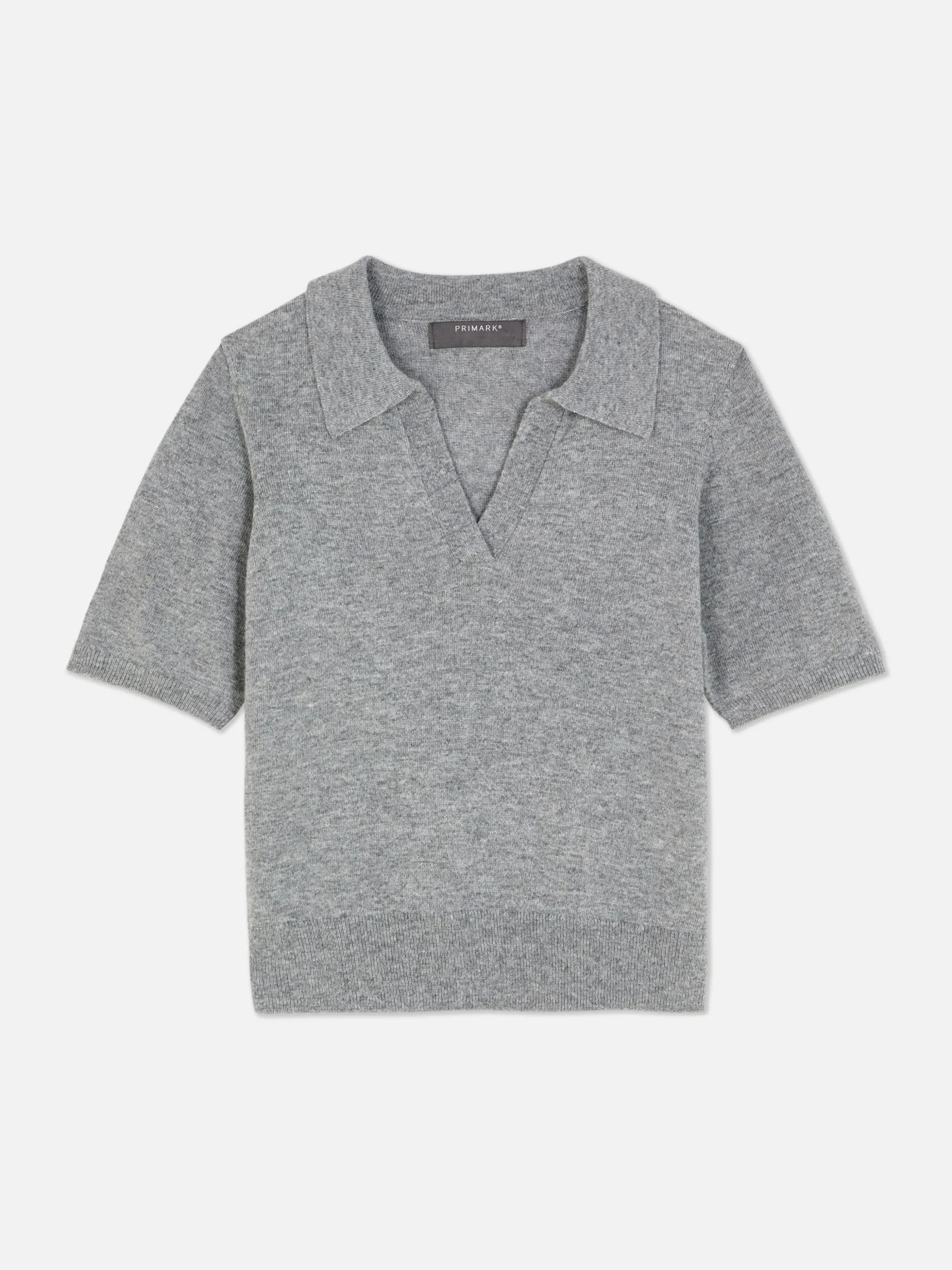 Fine Knit Collared Short Sleeve Top