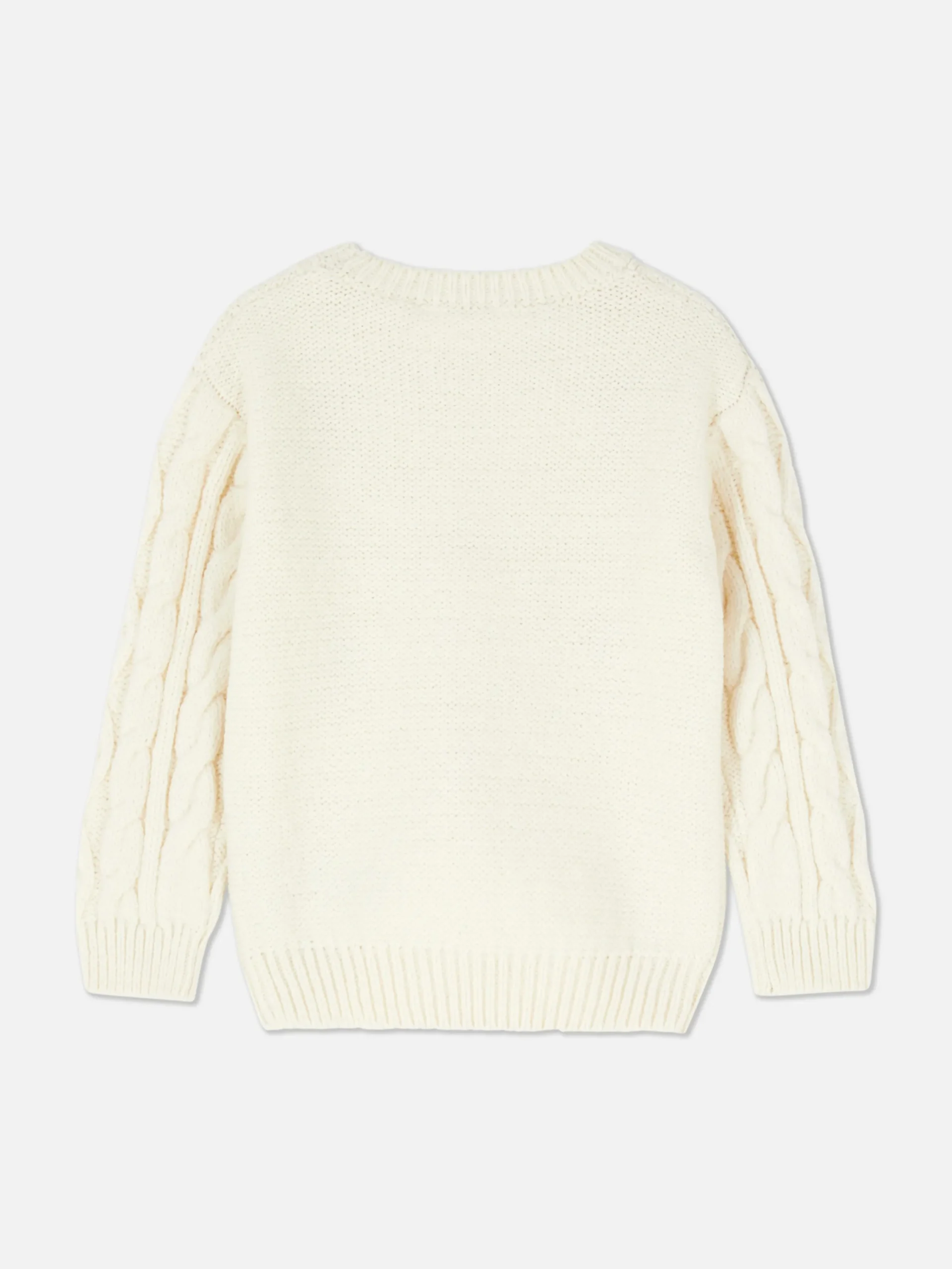 Floral Embroidered Cable Knit Sweater