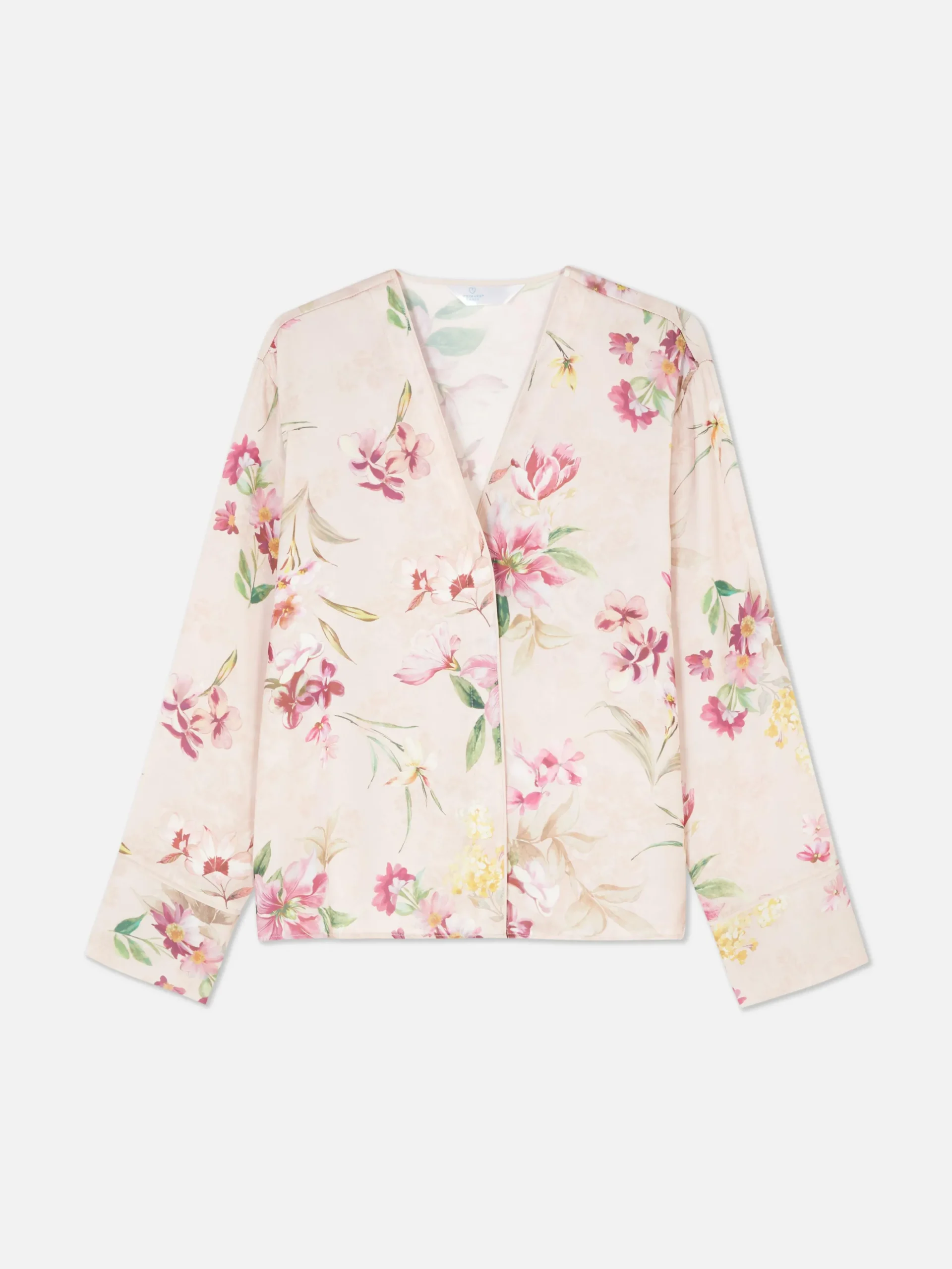 Floral Satin V-Neck Pajama Top