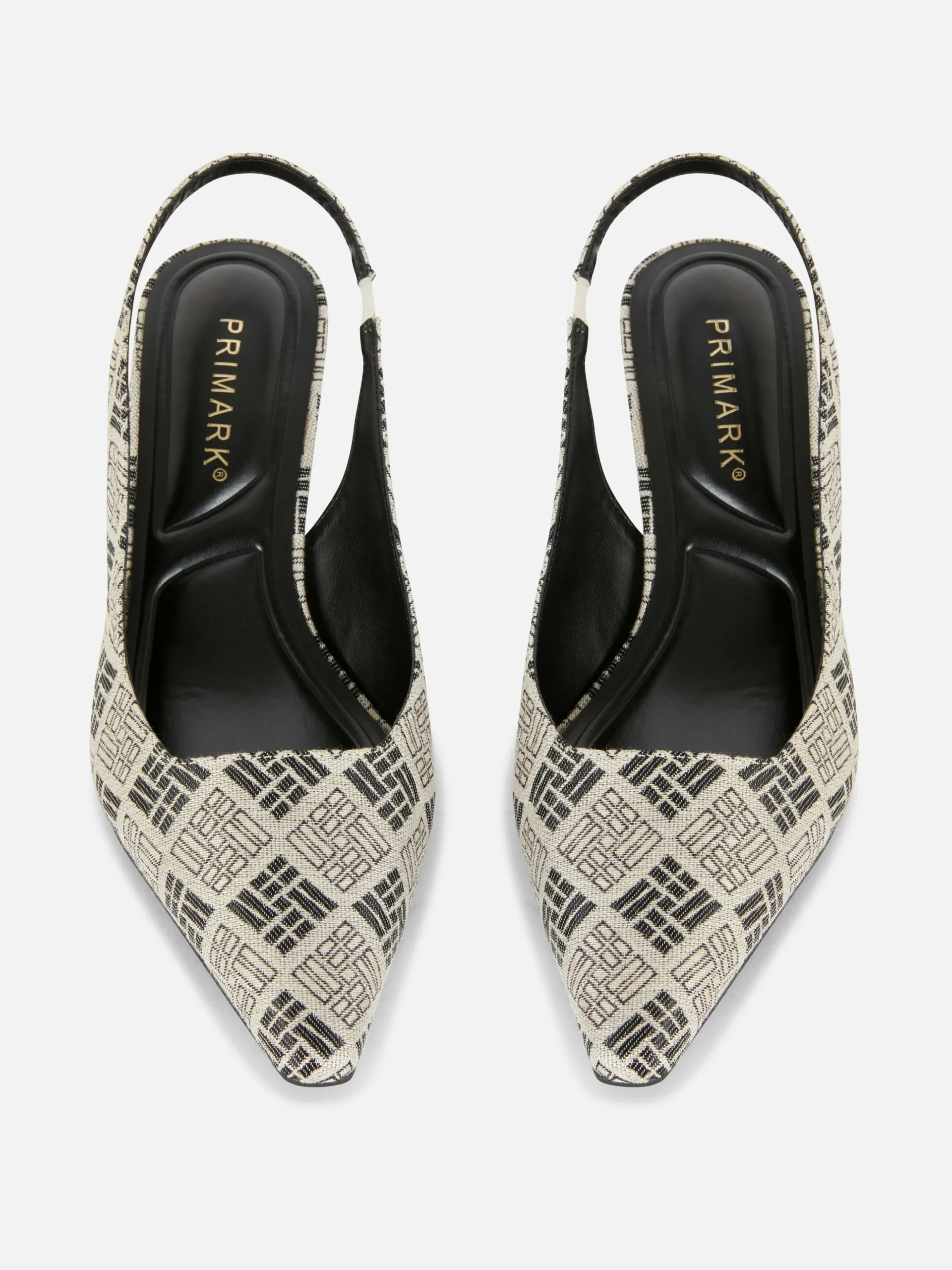Geometric Print Slingback Kitten Heels