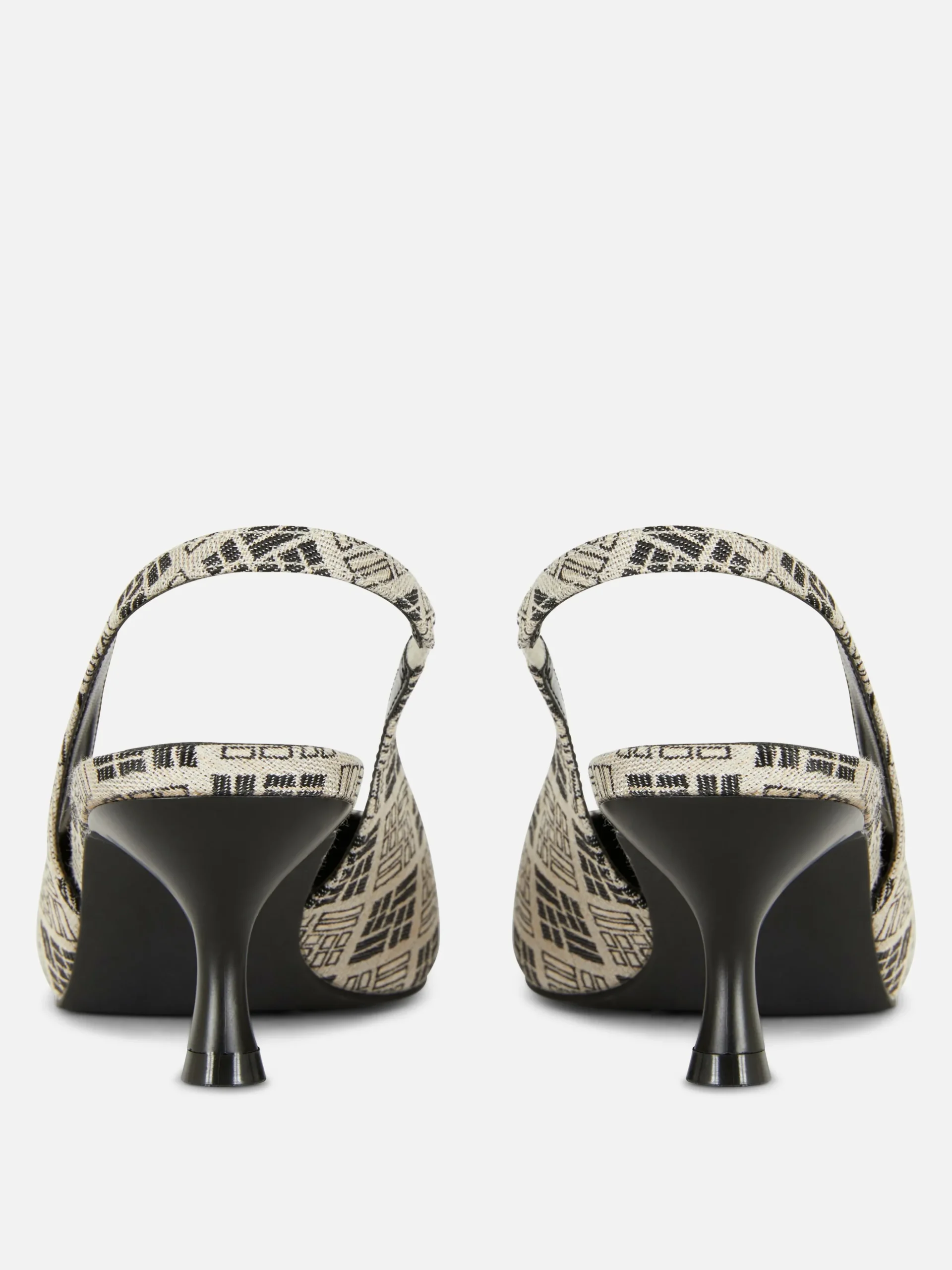 Geometric Print Slingback Kitten Heels