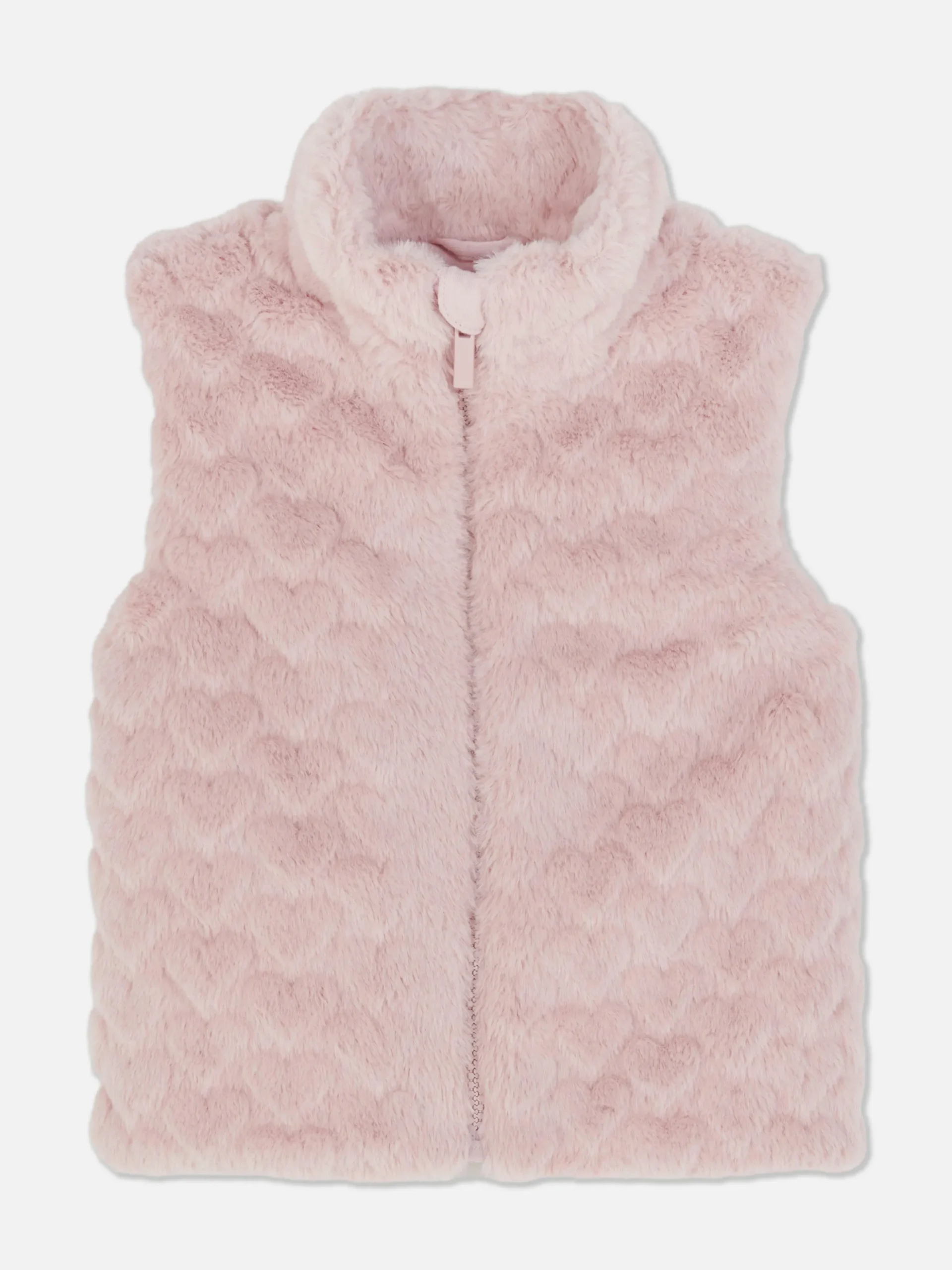 Heart Texture Faux Fur Vest