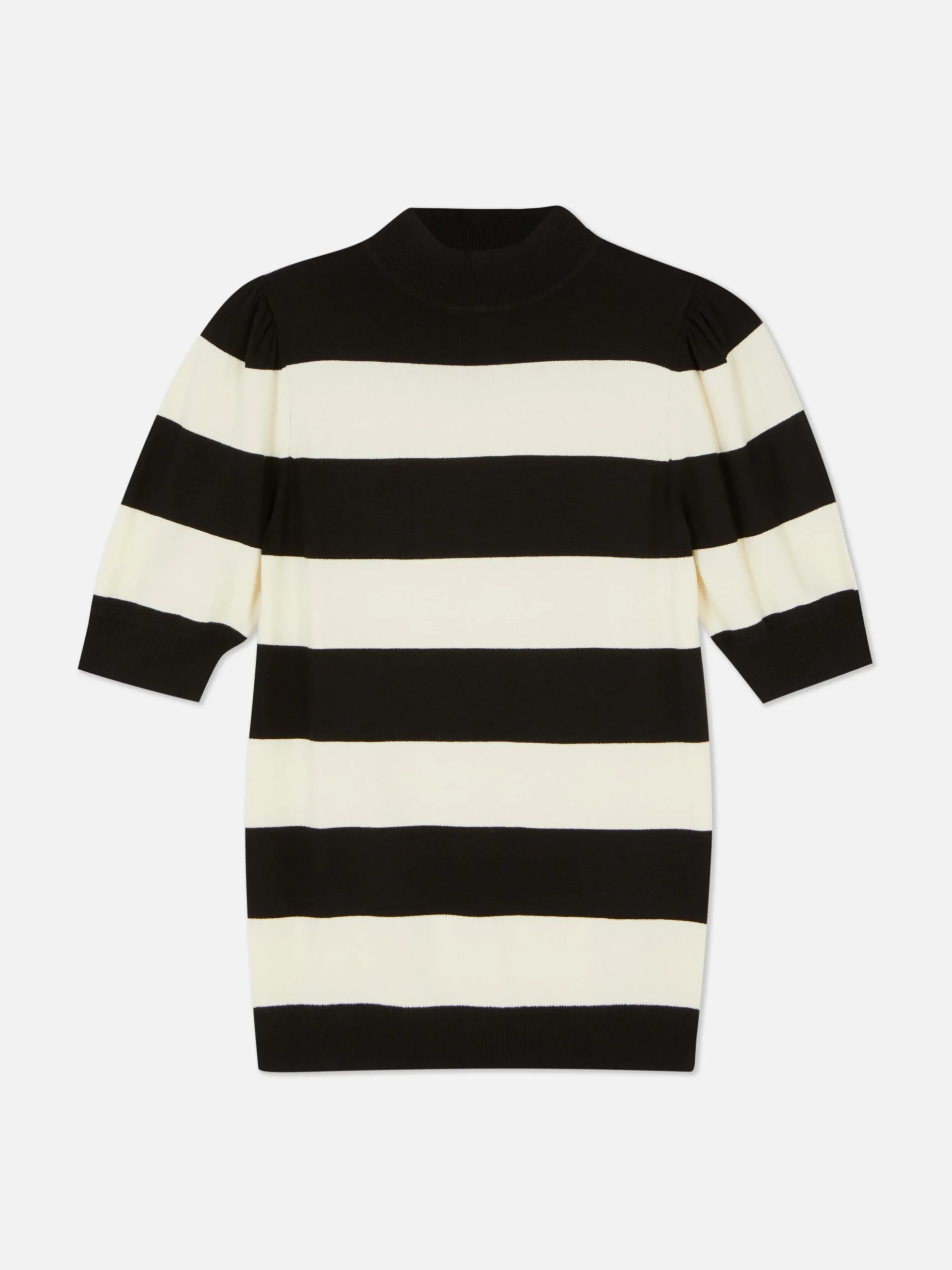High Neck Puff Sleeve Knit Top