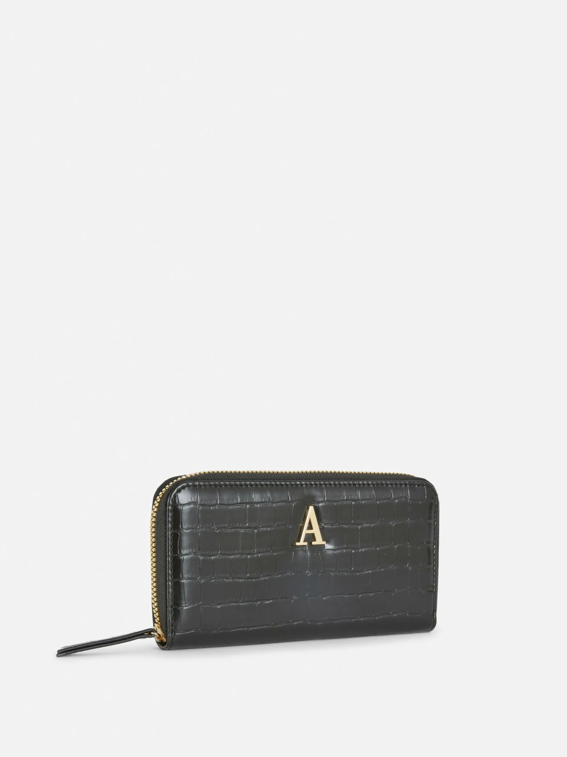 Initial Mock Croc Zip-Around Purse