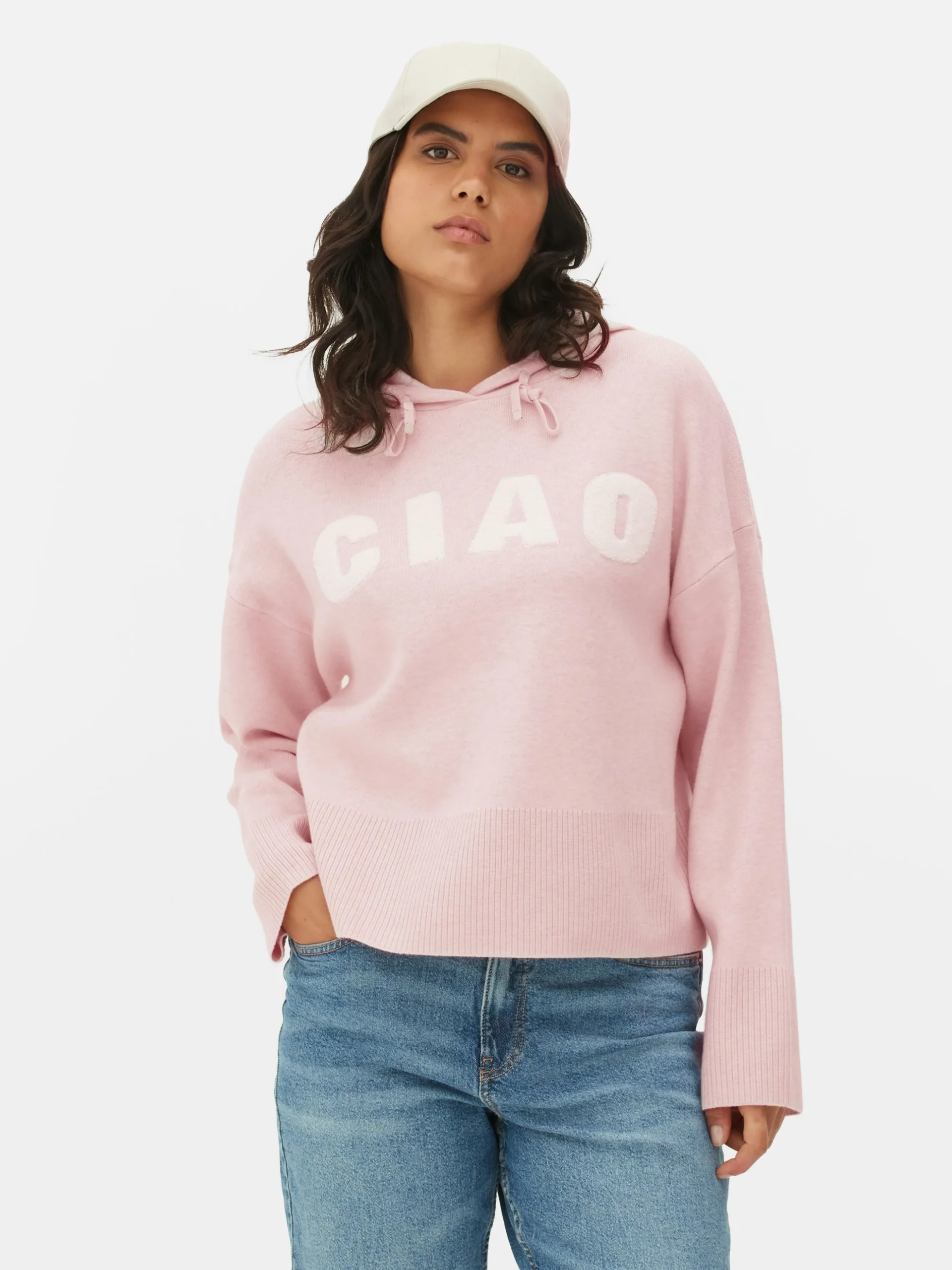 Knitted Pullover Slogan Hoodie
