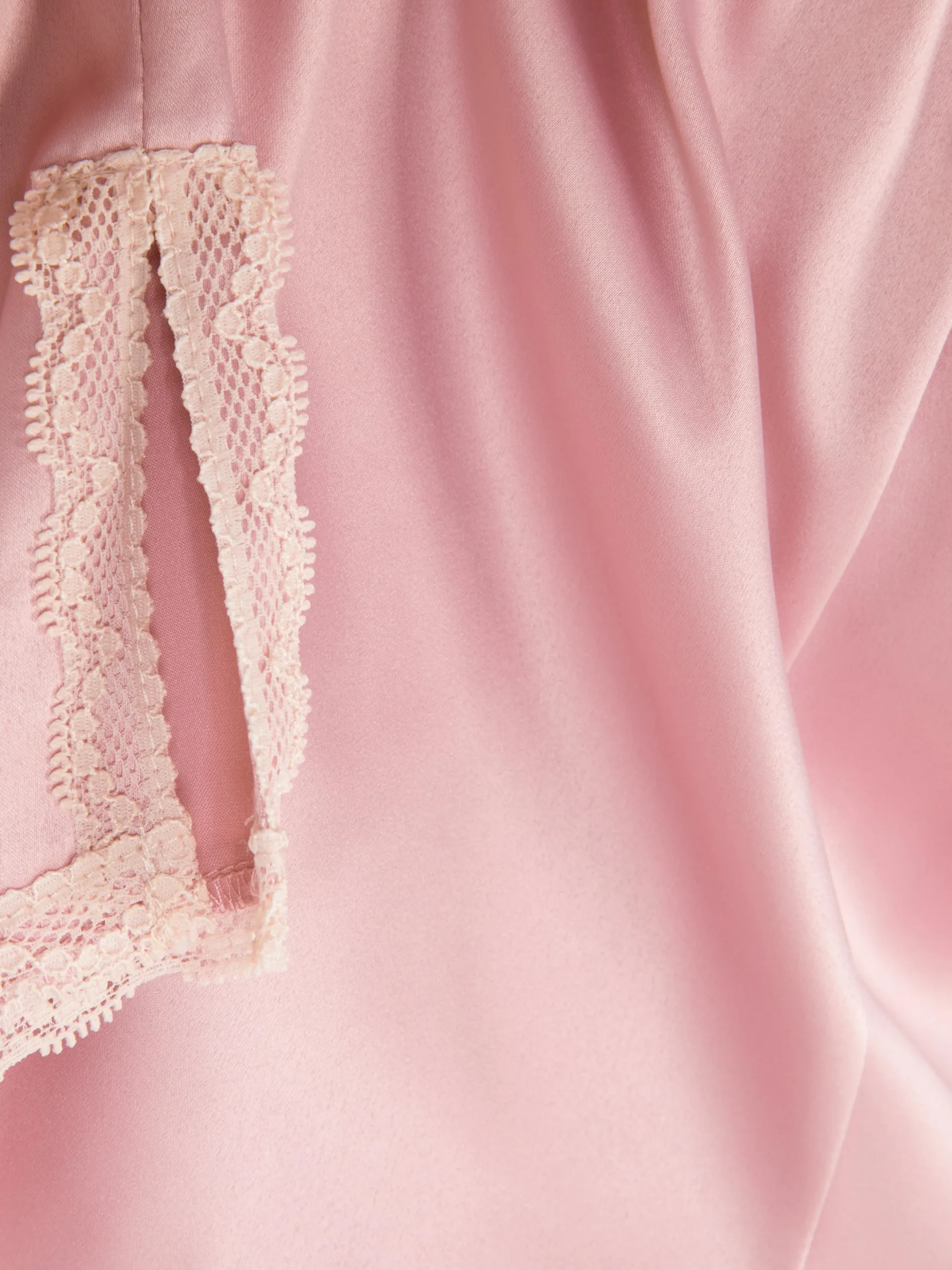 Lace Trim Satin Pajama Shorts