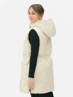 Long Hooded Puffer Vest