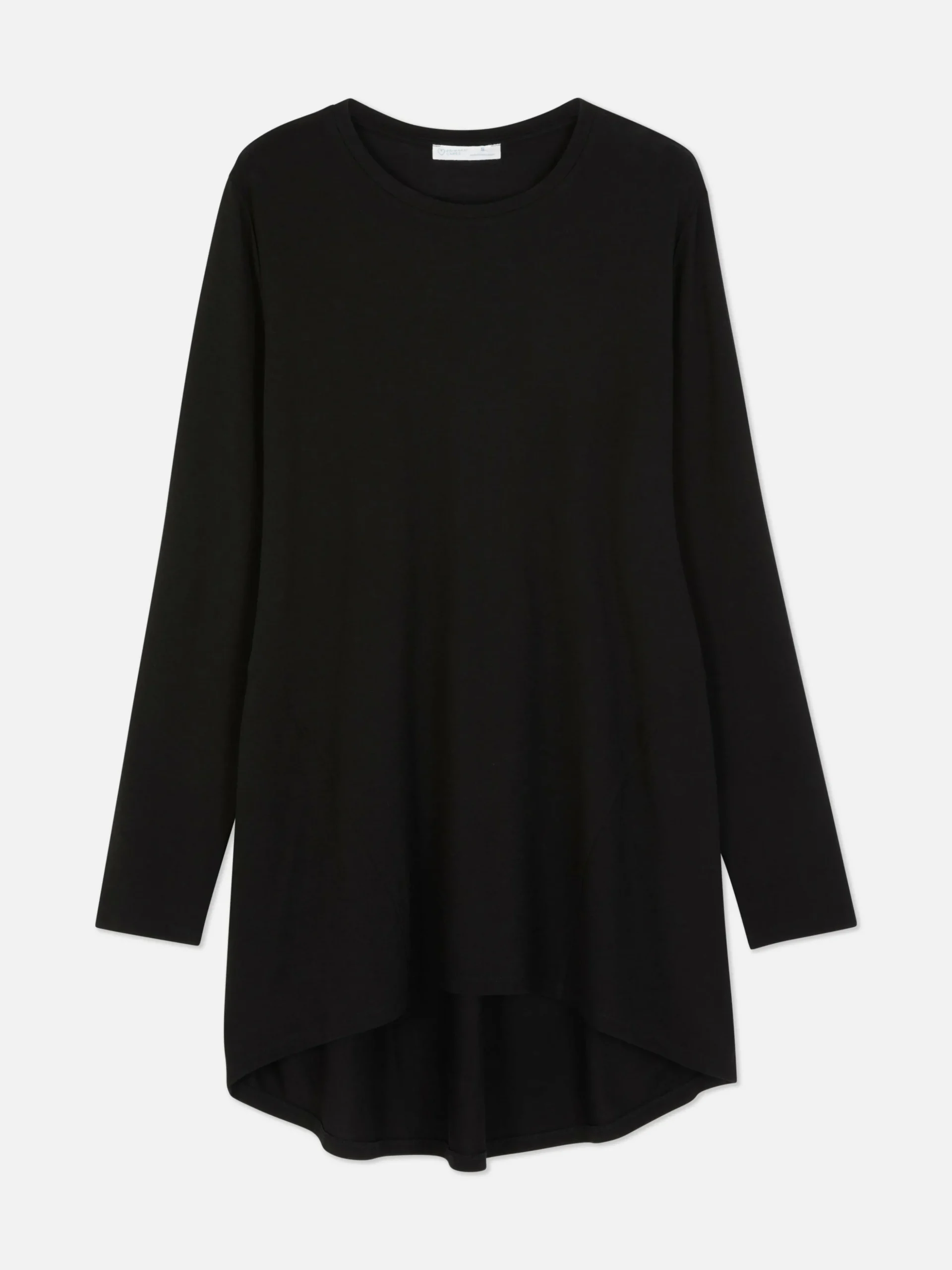 Long Sleeve Long Curved Hem Top