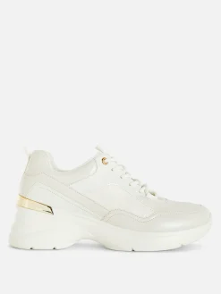 Metal Trim Wedge Sneakers