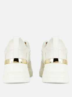Metal Trim Wedge Sneakers