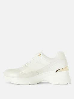 Metal Trim Wedge Sneakers