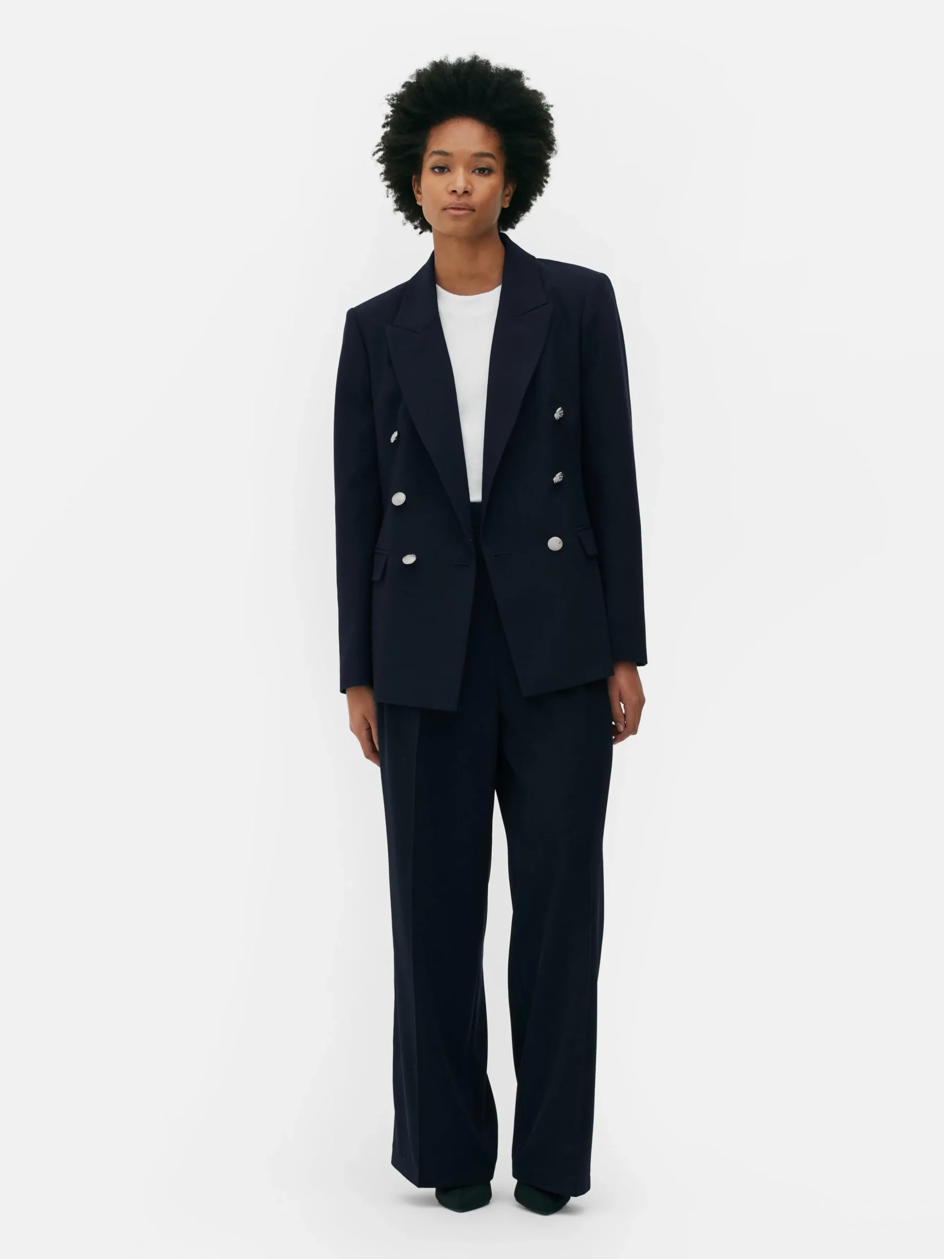 Metallic Button Double Breasted Blazer