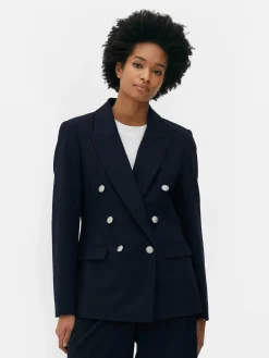 Metallic Button Double Breasted Blazer