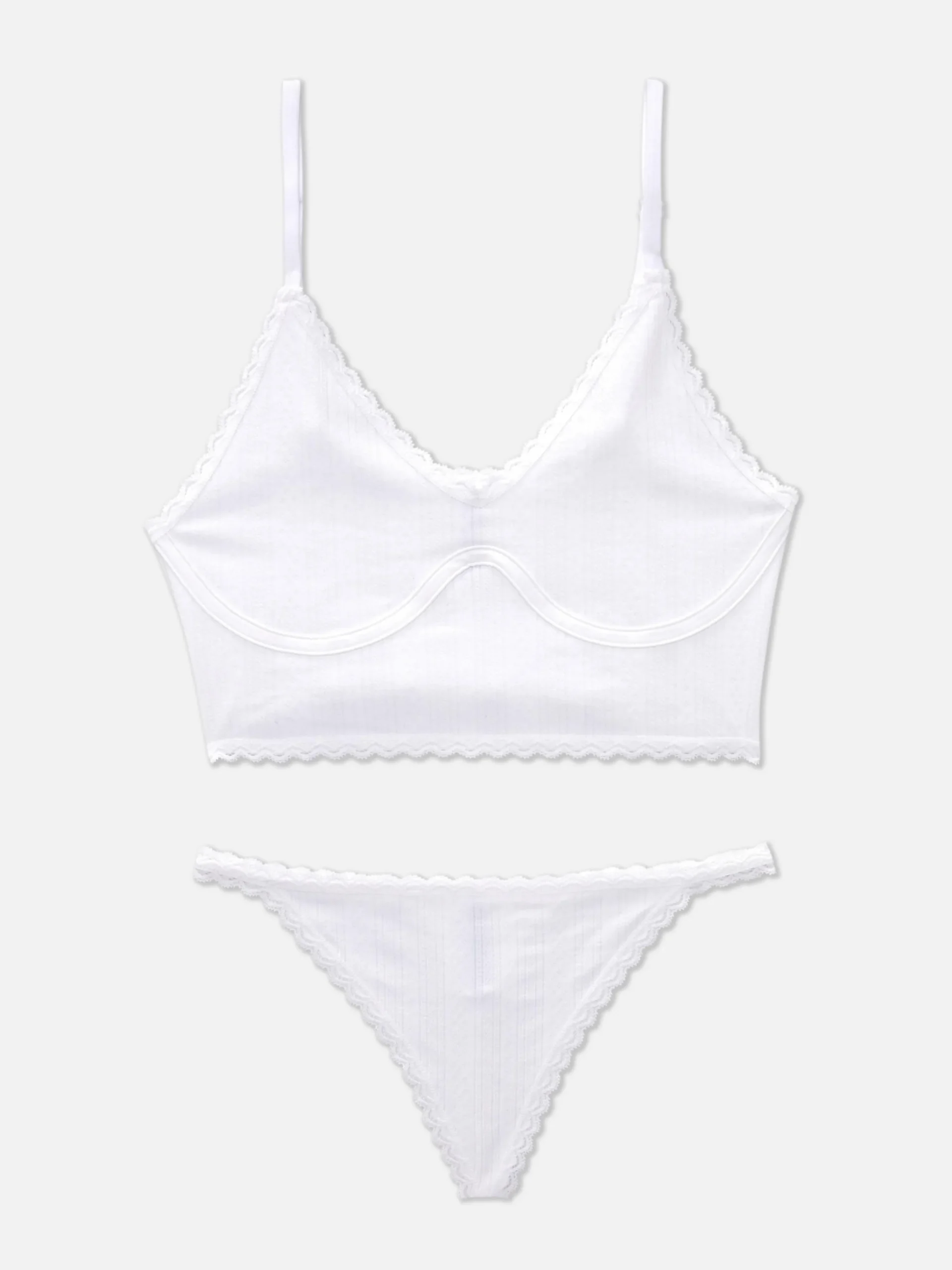 Non-Padded Pointelle Longline Bra Lingerie Set