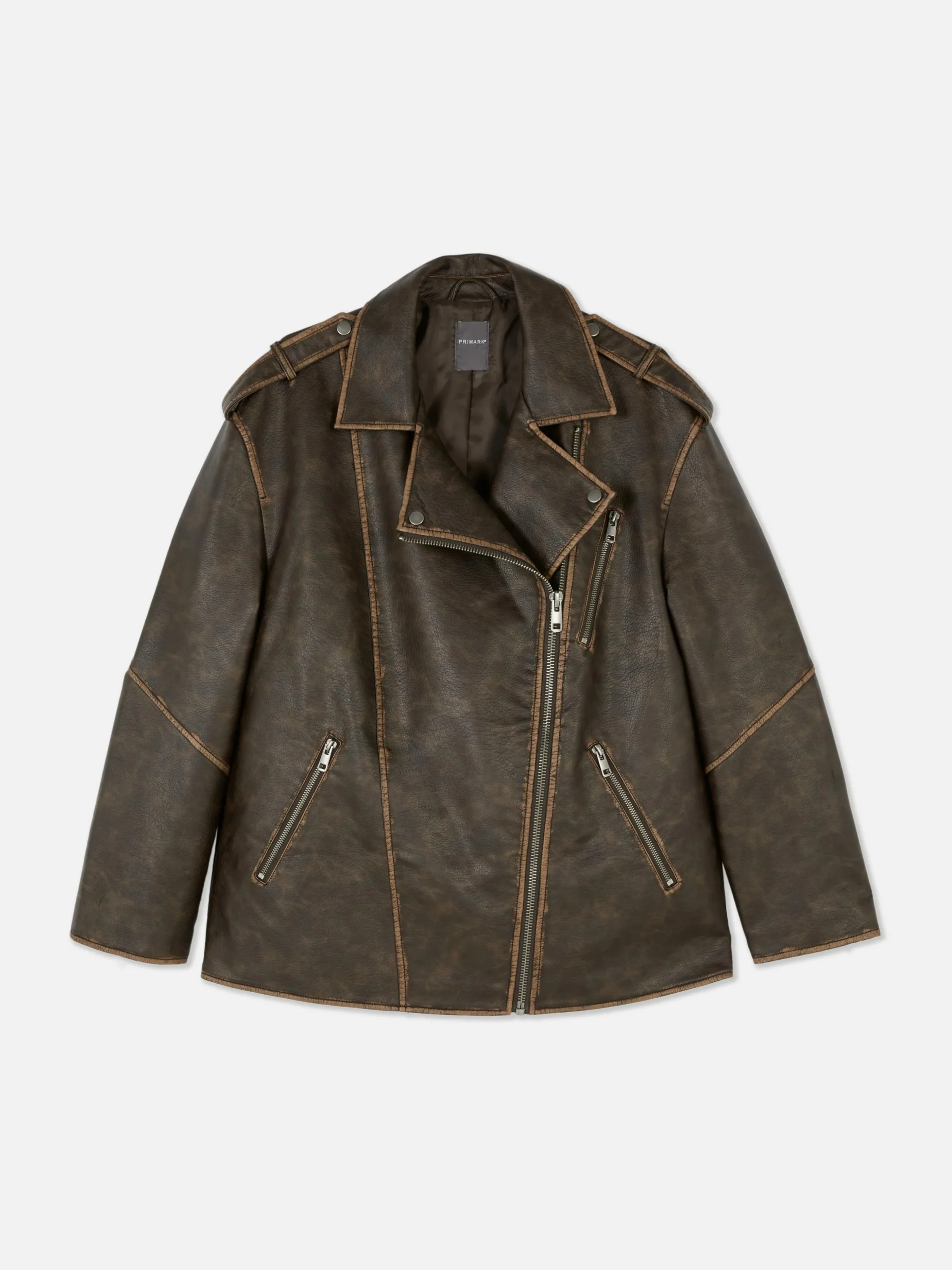 Oversized Distressed Biker Jacket